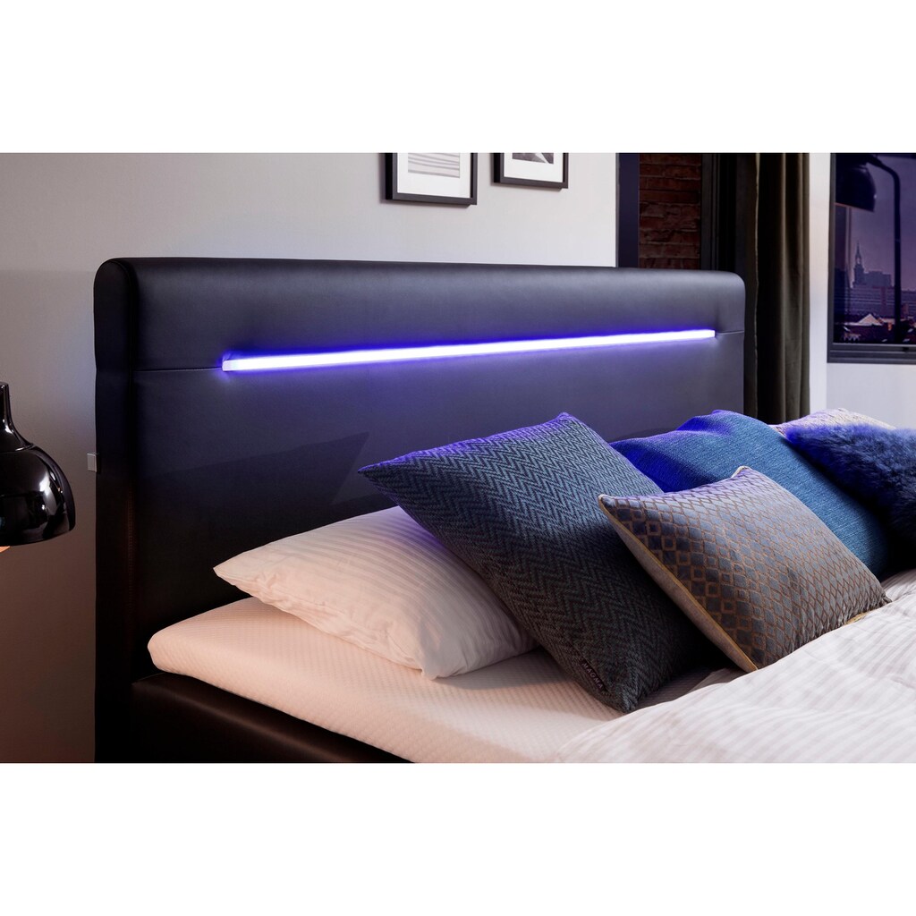 meise.möbel Boxspringbett »Lights«, mit LED Beleuchtung, wahlweise mit Bettkasten