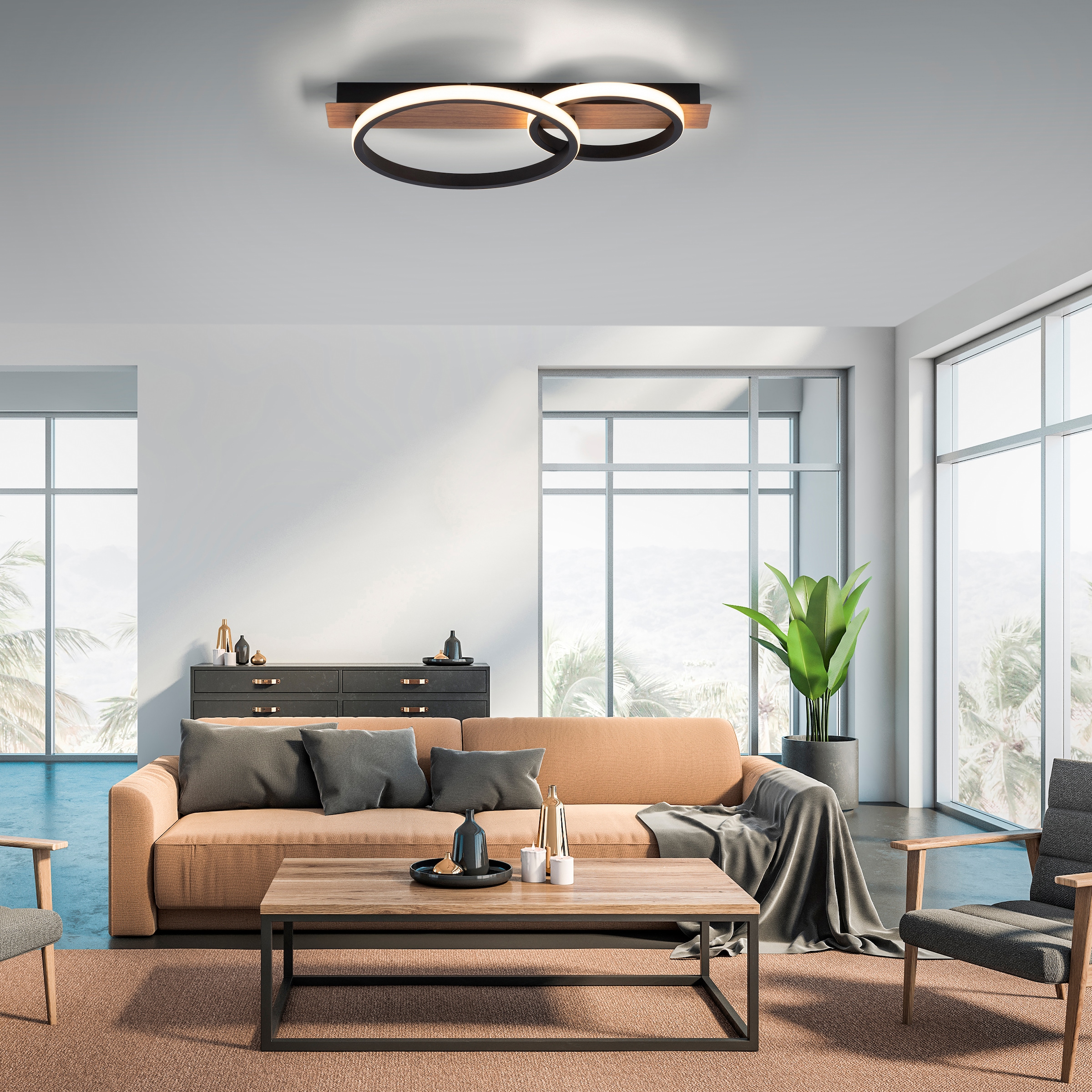 Home affaire LED Deckenleuchte XXL Jahren Garantie Holz Deckenlampe mit 1 Licht, | flammig-flammig, Dekor kaufen »Molay«, online 3 warmweißes