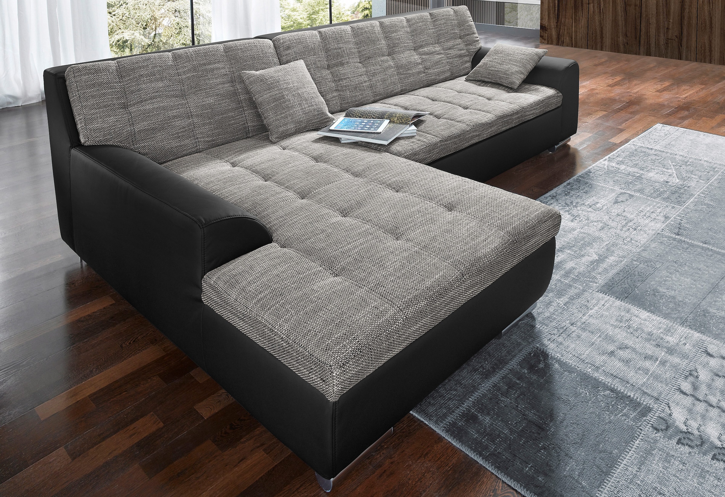 DOMO collection Ecksofa Treviso, wahlweise mit Bettfunktion, incl. Zierkissen