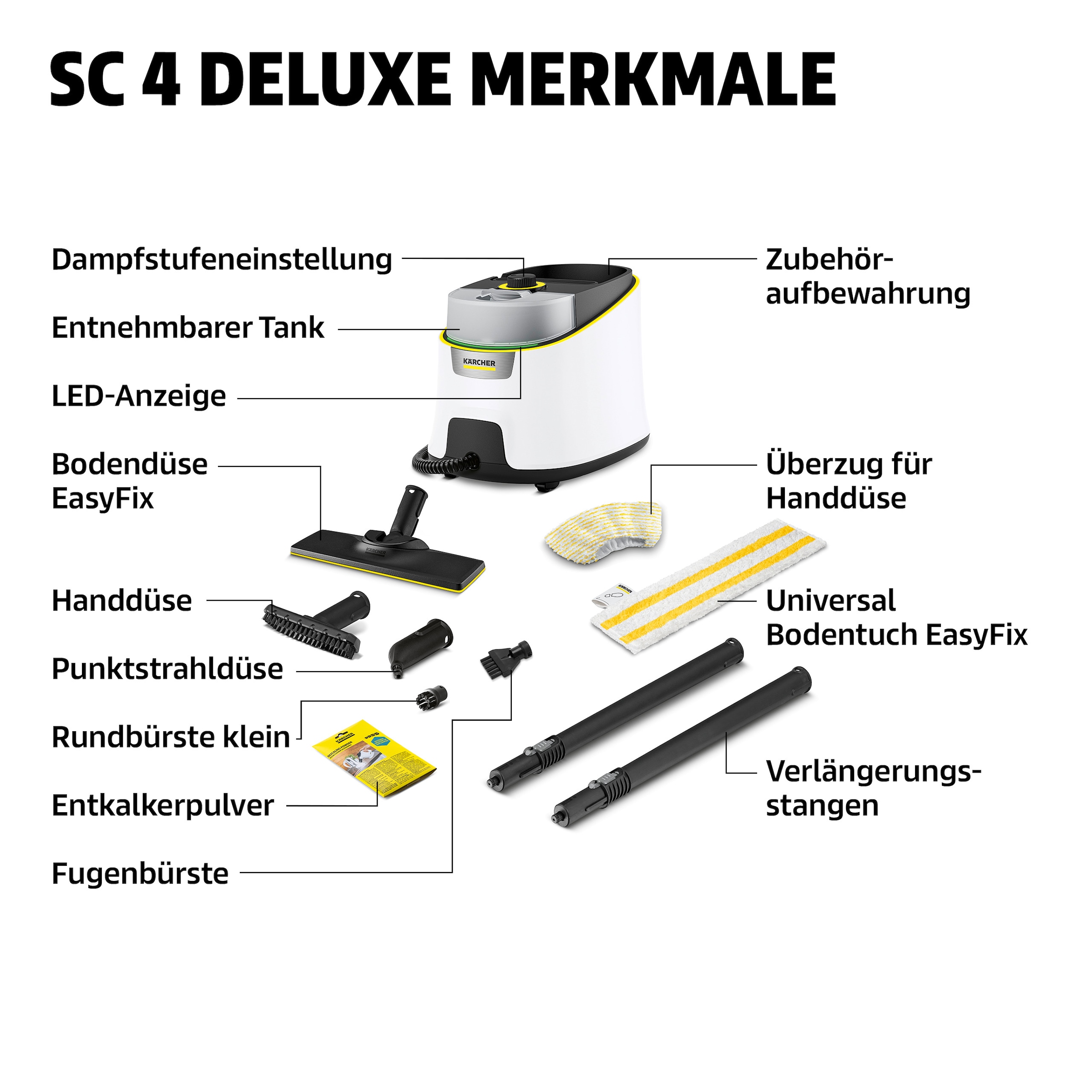 KÄRCHER Dampfreiniger »SC 4 DELUXE« Dampfdruck: 4 bar, Aufheizzeit: 3 min., Fläche: ca. 130 m²