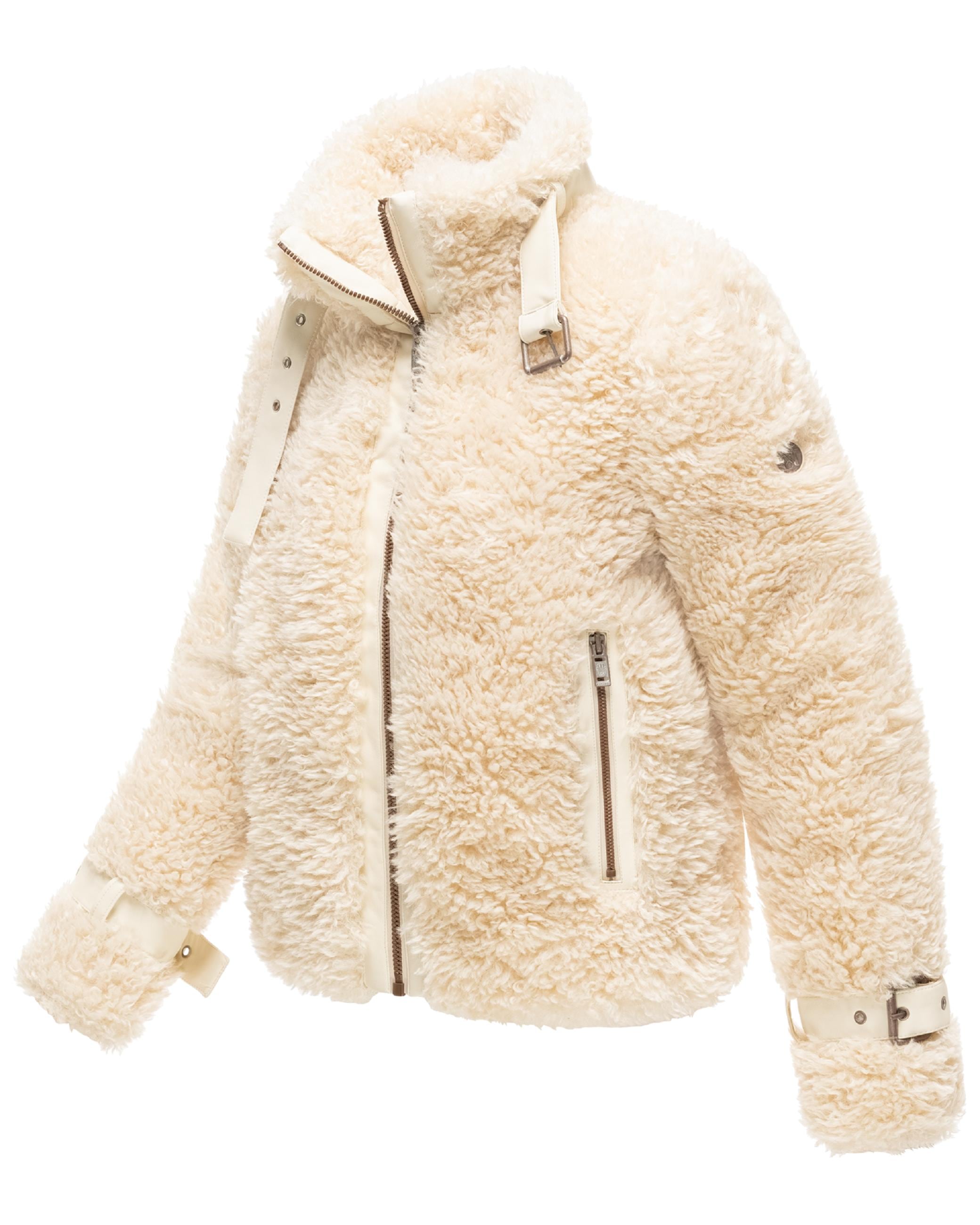 Navahoo Plüschjacke »Plüschjacke Wuschelwonne 14« Teddy Jacke mit Kustleder-Details