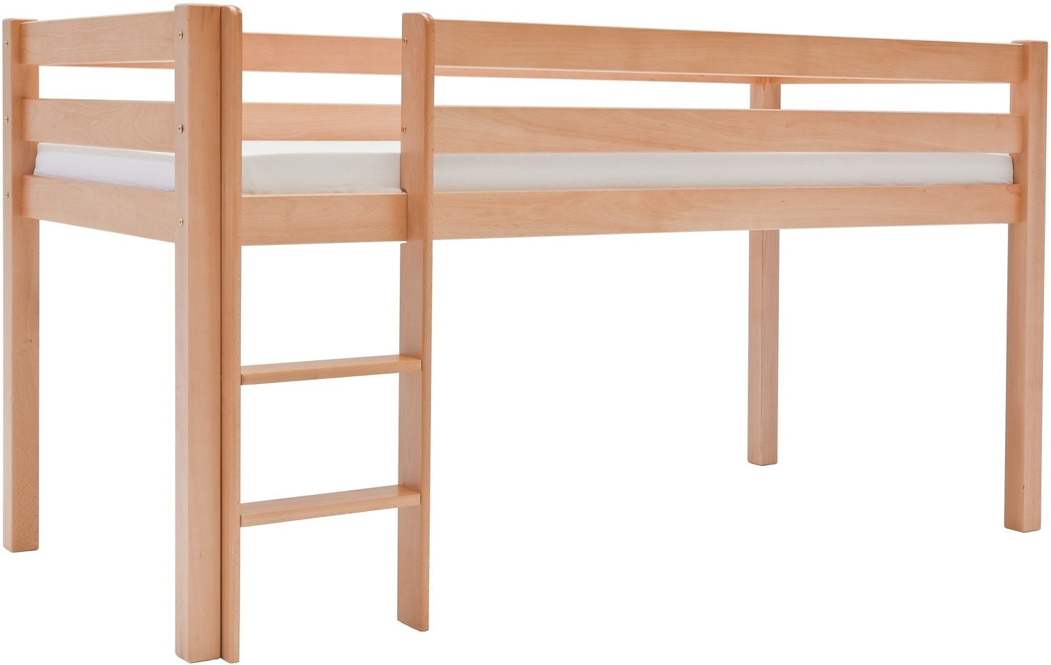 Relita Hochbett »Alex«, LF 90x200 cm, mit Rolllattenrost und Leiter, Buche massiv