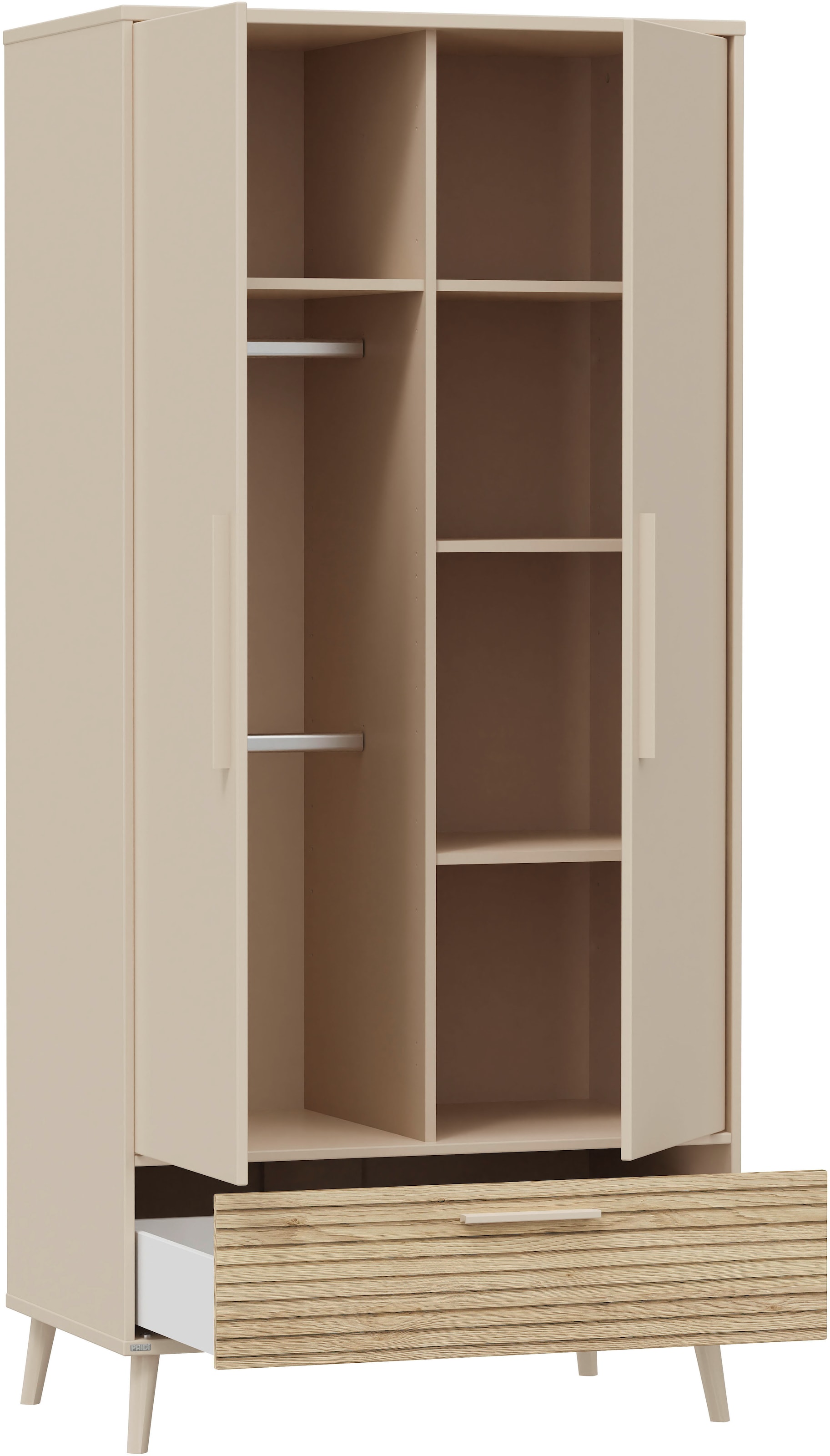 PAIDI Kleiderschrank »EEFJE in Beige mit Schublade und Türen, verschiedene Ausführungen« B/H/T ca. 95-123/139-204/41-57cm, mit 2 oder 3 Türen + Tiny-Variante,  stabiler Drehtürenschrank aus Holz, mit Soft-Close-Funktion