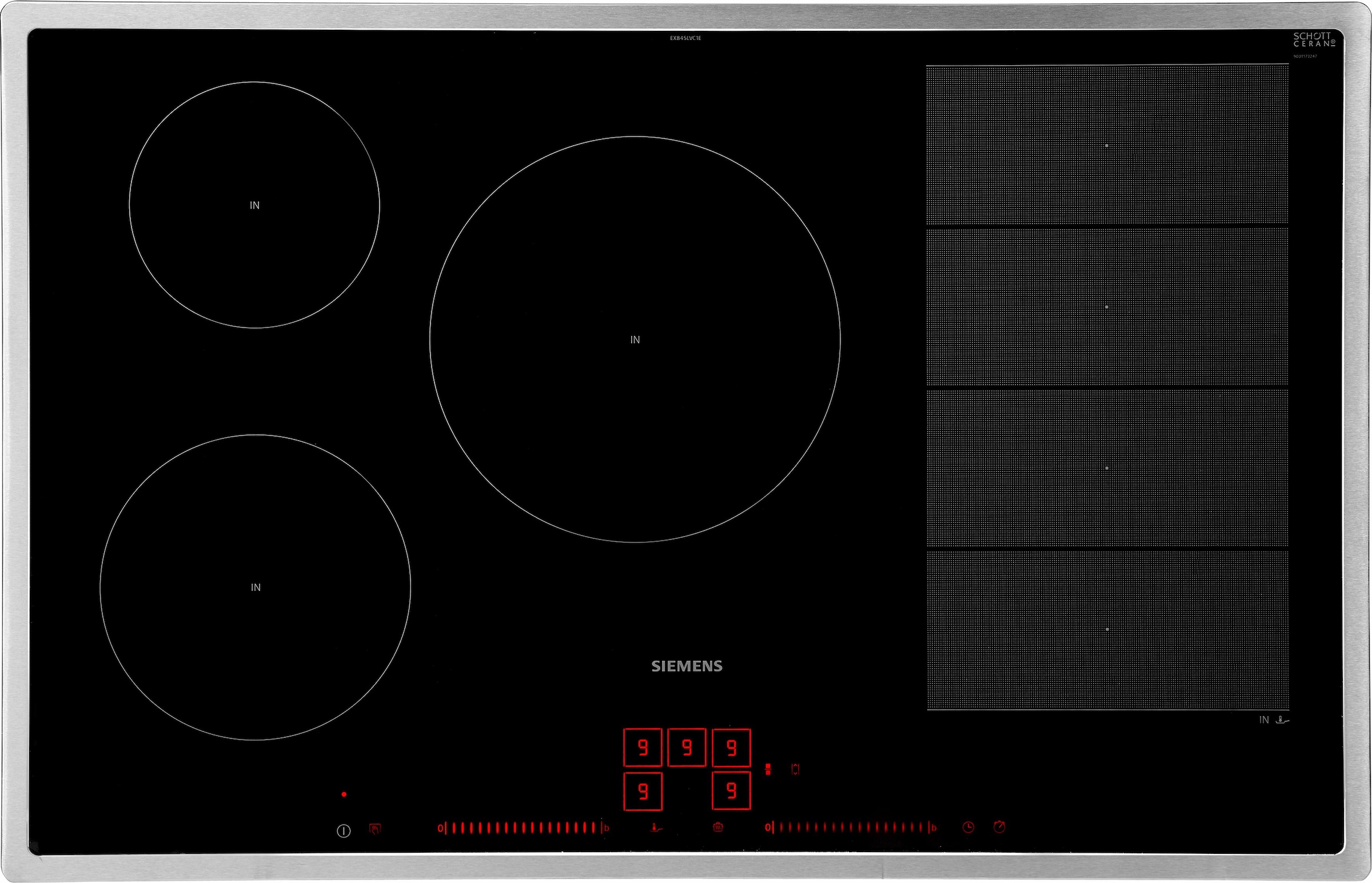 SIEMENS Flex-Induktions-Kochfeld von mit SCHOTT EX845LVC1E, 3 mit Garantie XXL CERAN®, powerMove Plus Jahren