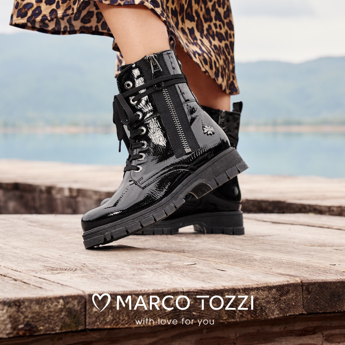 MARCO TOZZI by GMK Schnürboots  , Blockabsatz, Schnürboots mit Zierreißverschluss außen
