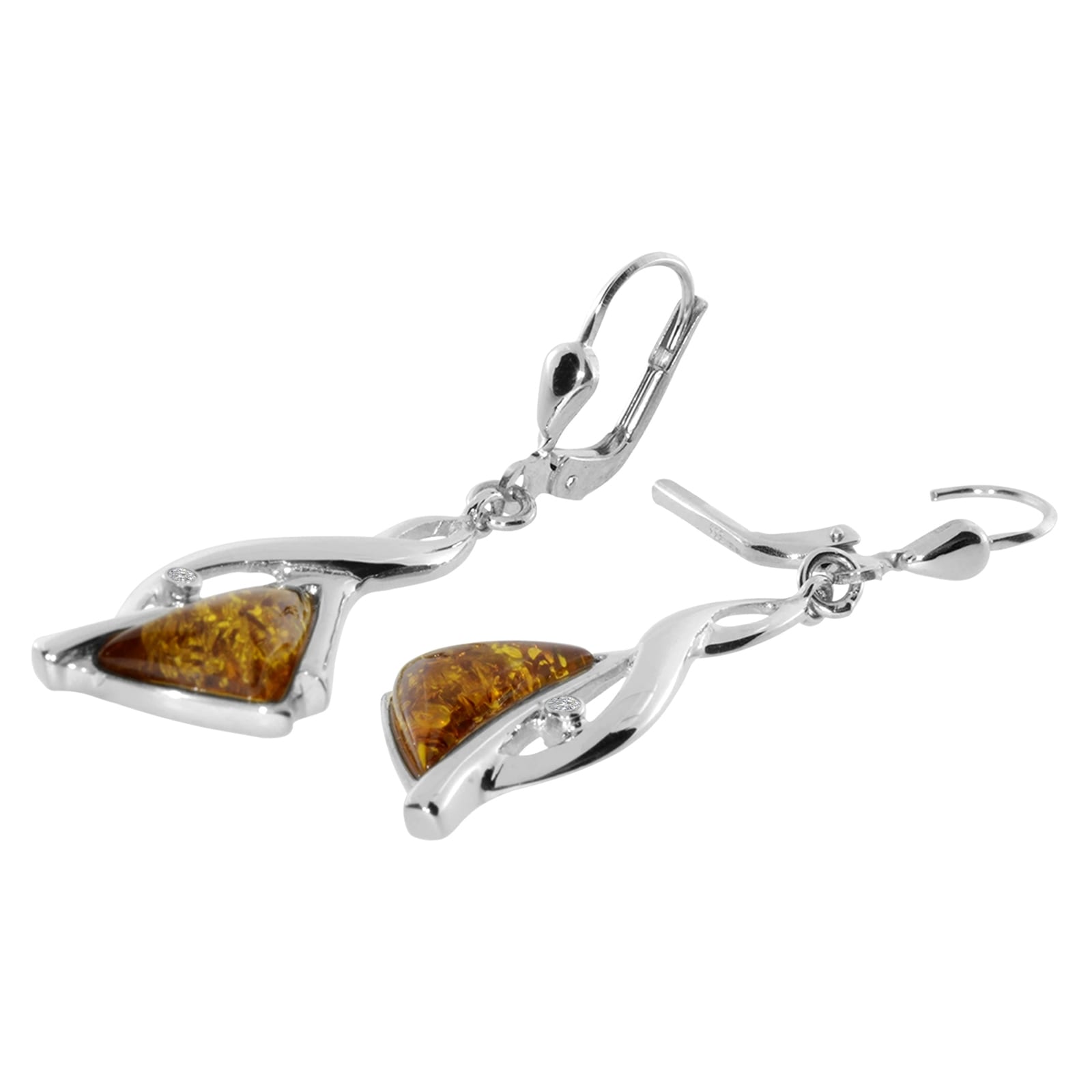 OSTSEE-SCHMUCK Paar Ohrhänger »- Naya - Silber 925/000 - Bernstein/Zirk.«