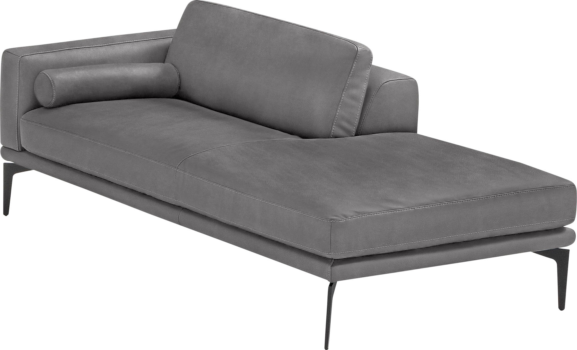 Egoitaliano Ottomane »Masu, Design trifft super Sitzkomfort, mit toller Detailverarbeitung«, Rückenkissen und Armteilrolle für mehr Komfort, mit Metallfüßen