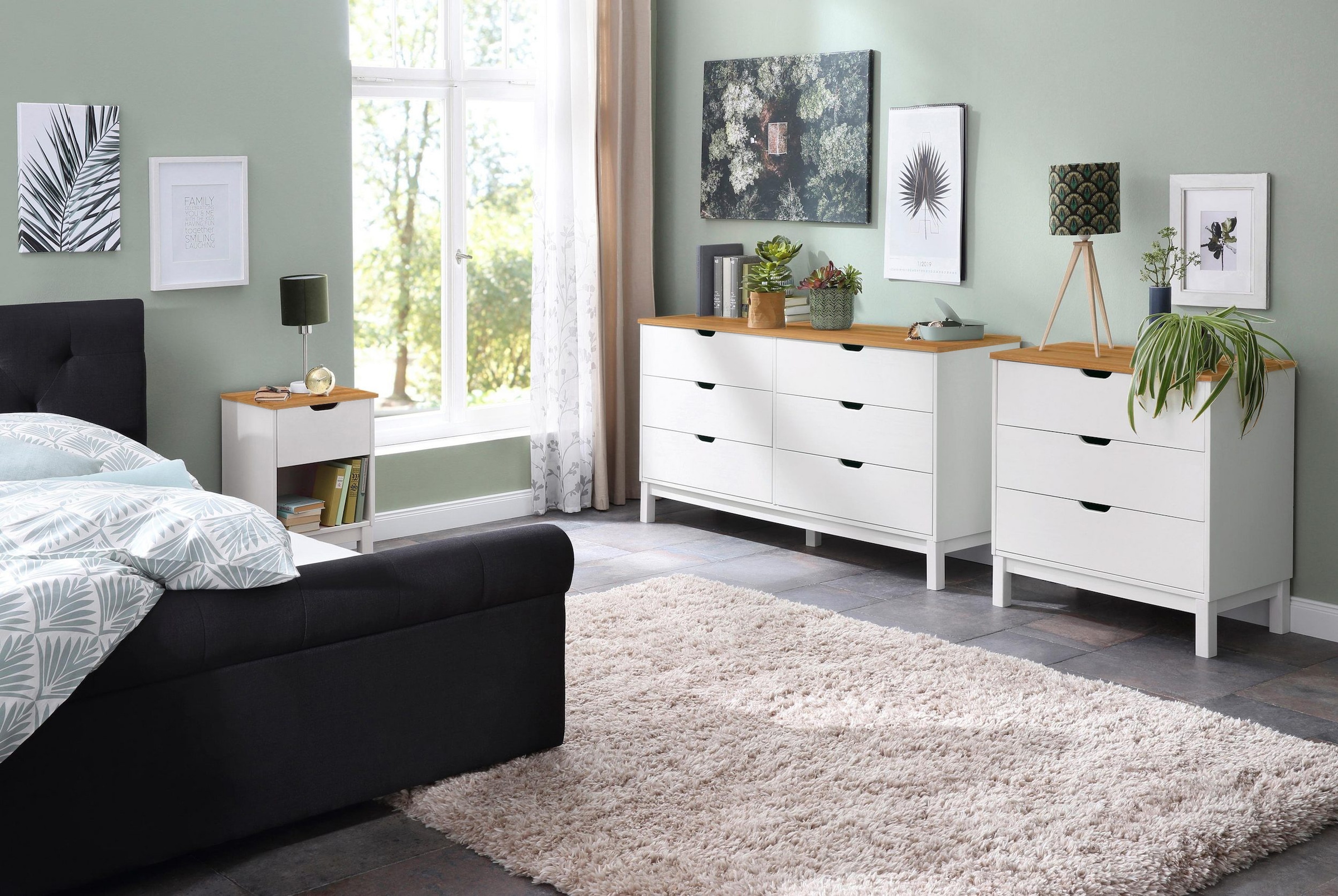 Home affaire Kommode »Post«, massives Kiefernholz, mit vielen Stauraummöglichkeiten, Breite 76 cm