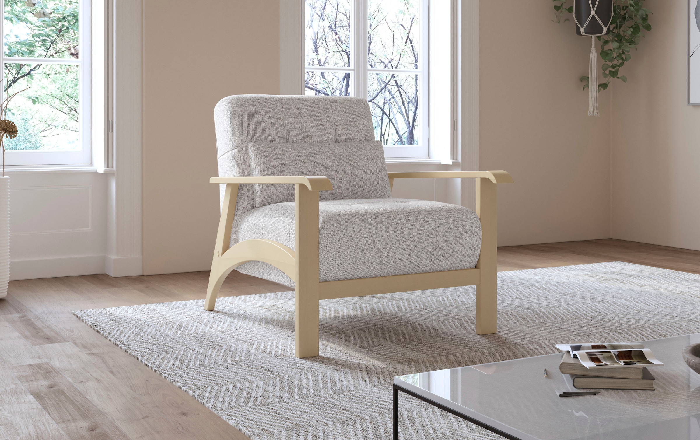 sit&more Sessel »Billund«, Armlehnen aus Buchenholz in natur, verschiedene Bezüge und Farben