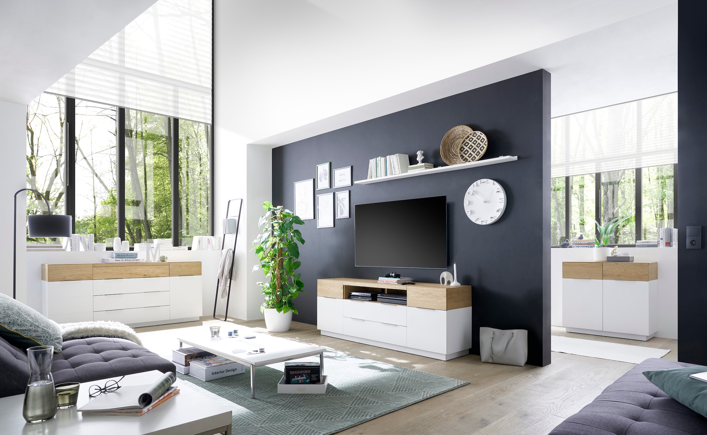 MCA furniture Kommode »Dubai«, weiß Matt mit Absetzungen in Eiche