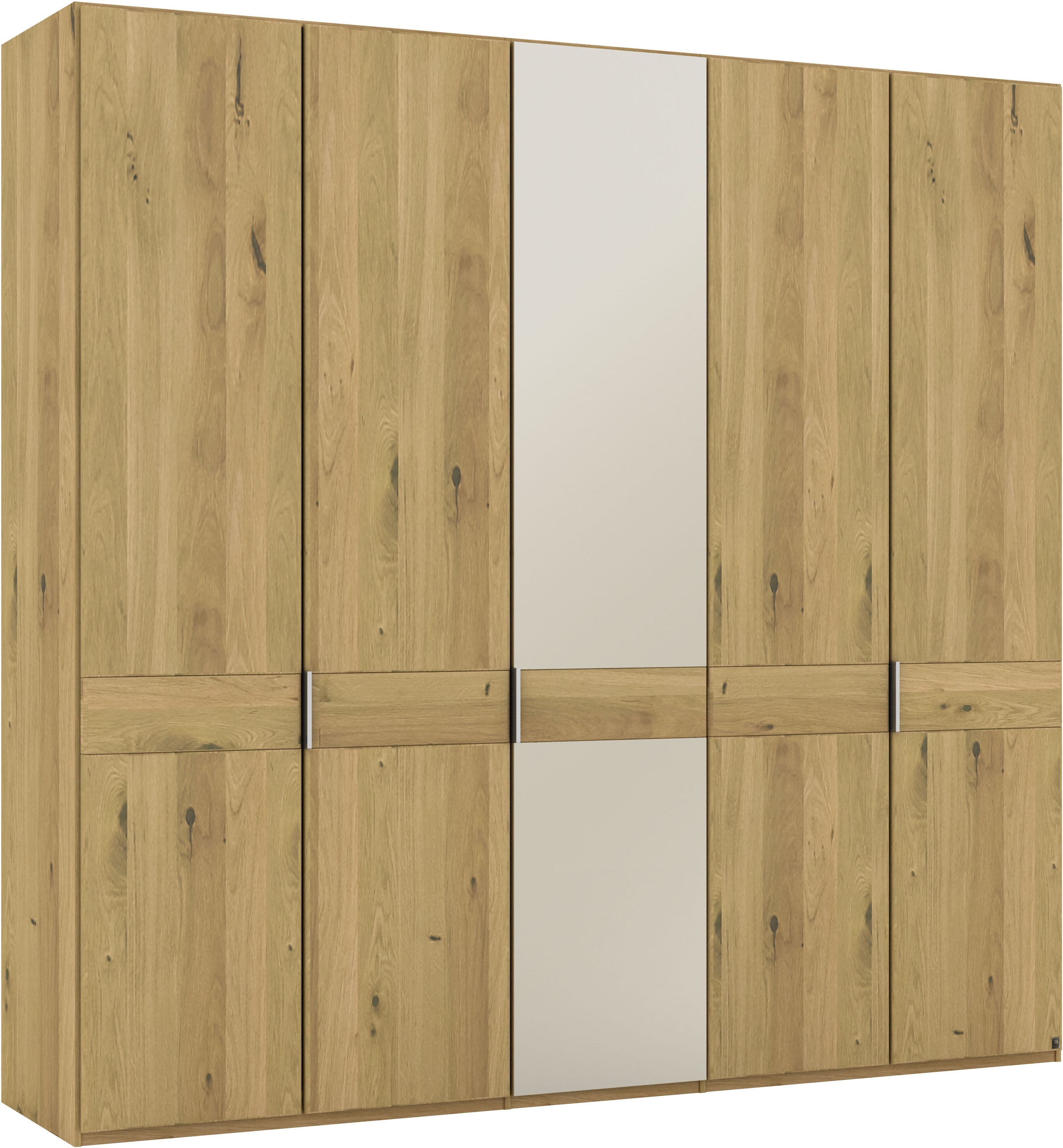 Musterring Drehtürenschrank »Savona, Kleiderschrank, Schrank, Garderobe, teilmassiv Eiche«, (mit Türdämpfern, mit Spiegel oder Glas, extra Böden, MADE IN GERMANY), Türen in Bianco-Eiche massiv, Spiegel-/Glastüren, verschiedene Größen