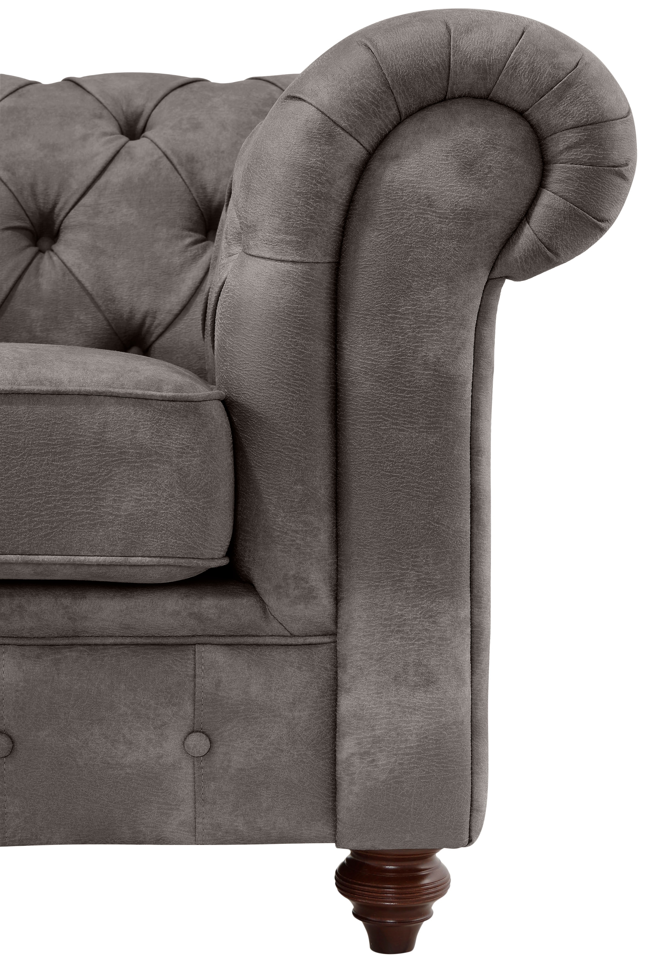 Home affaire Chesterfield-Sofa »Chesterfield 3-Sitzer B/T/H: 198/89/74 cm«, mit hochwertiger Knopfheftung, auch in Leder