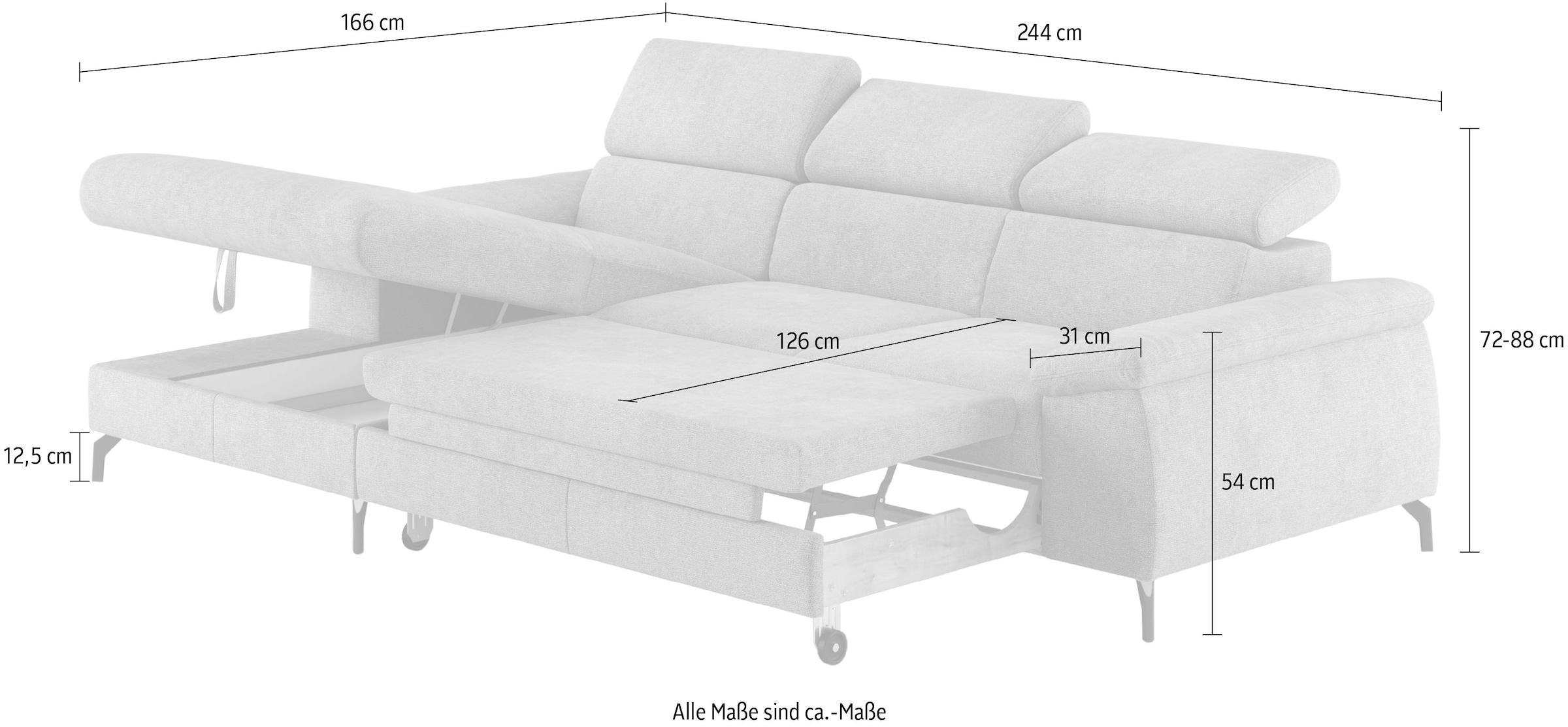 COTTA Ecksofa »Kitty L-Form«, inkl. Kopfteilverstellung, optional mit Bettfunktion u. Bettkasten