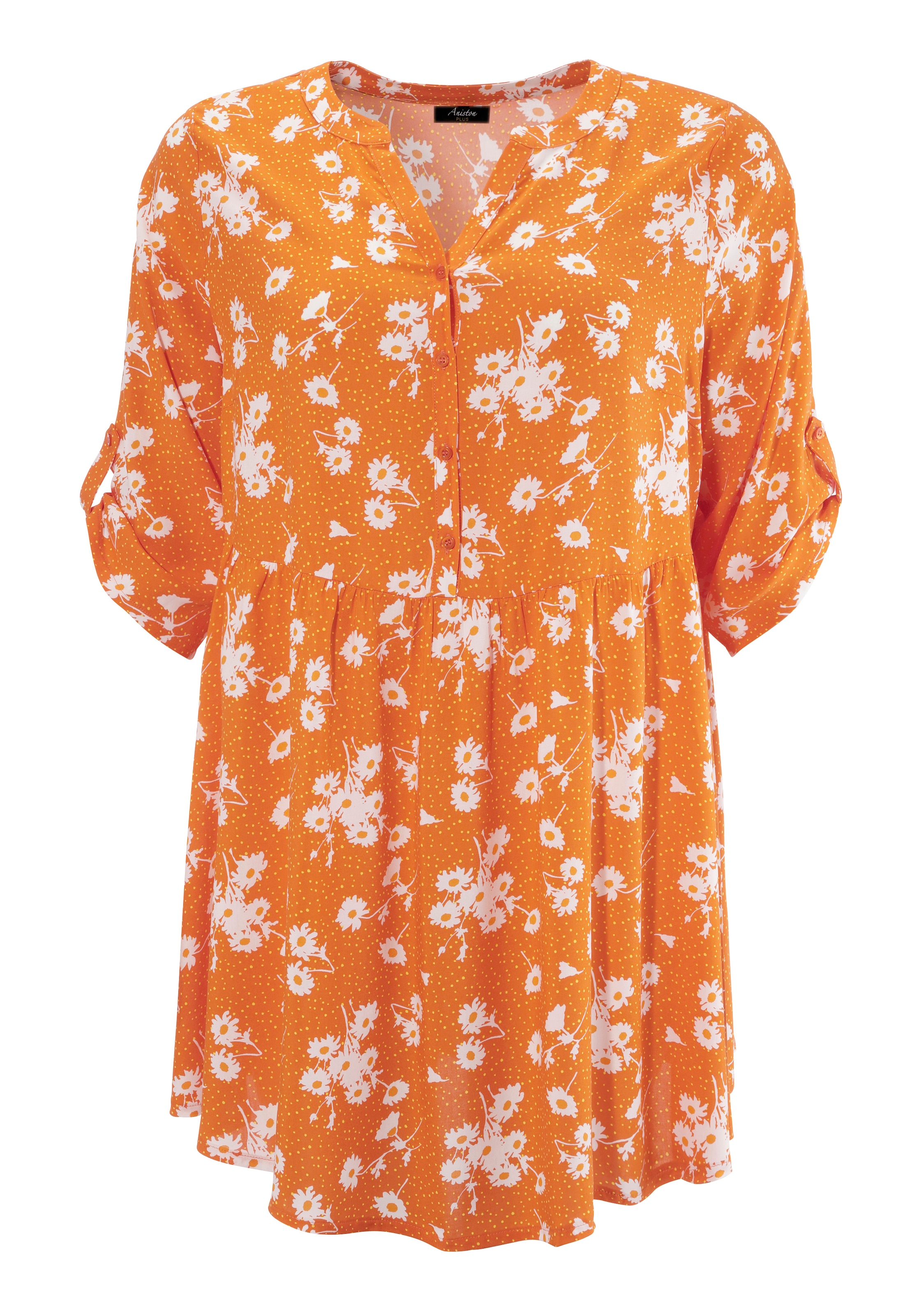 Aniston PLUS Longbluse, mit Blumen und kleinen Pünktchen bedruckt - NEUE KOLLEKTION