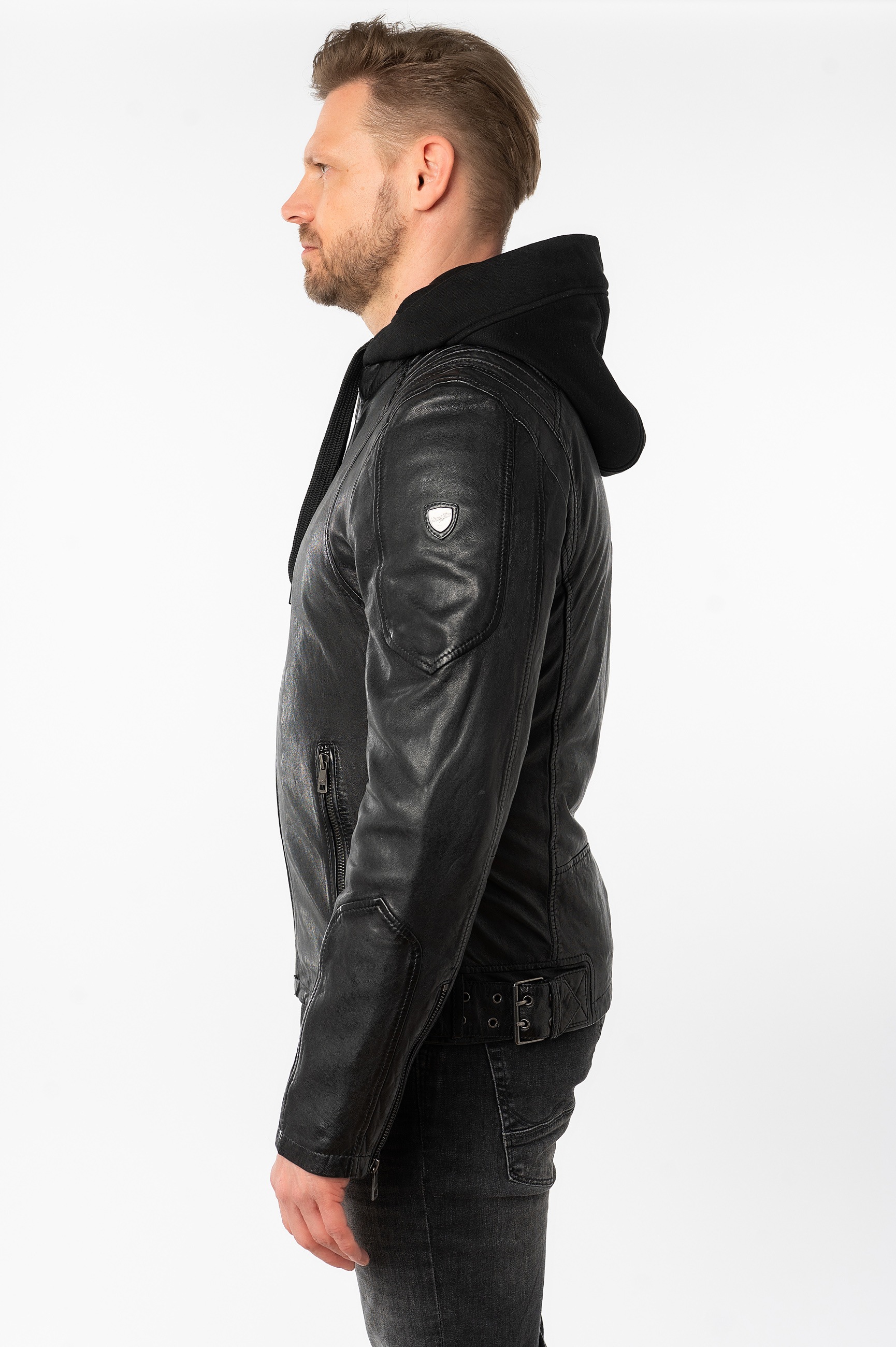 Mauritius Lederjacke »MMUbaldo SF« mit Kapuze mit abnehmbarer Jerseykapuze