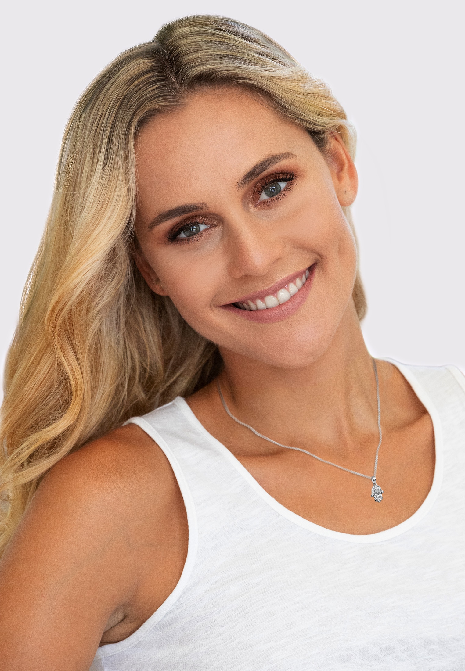 Nenalina Kette mit Anhänger »Halskette Hamsa Hand Symbol Ornament Anhänger 925 Silber«