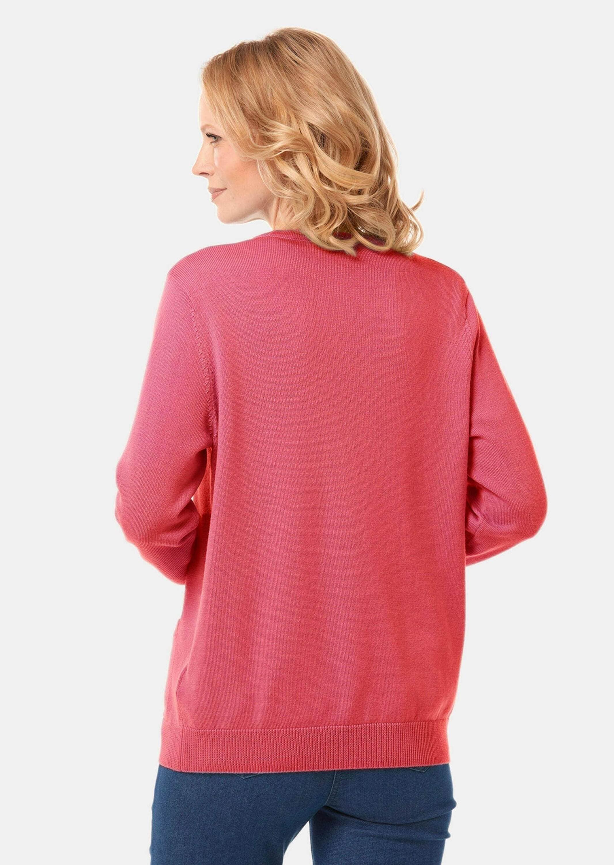 GOLDNER Strickjacke »Kurzgröße Uni Merino-Cardigan Langarm« Rippenbündchen