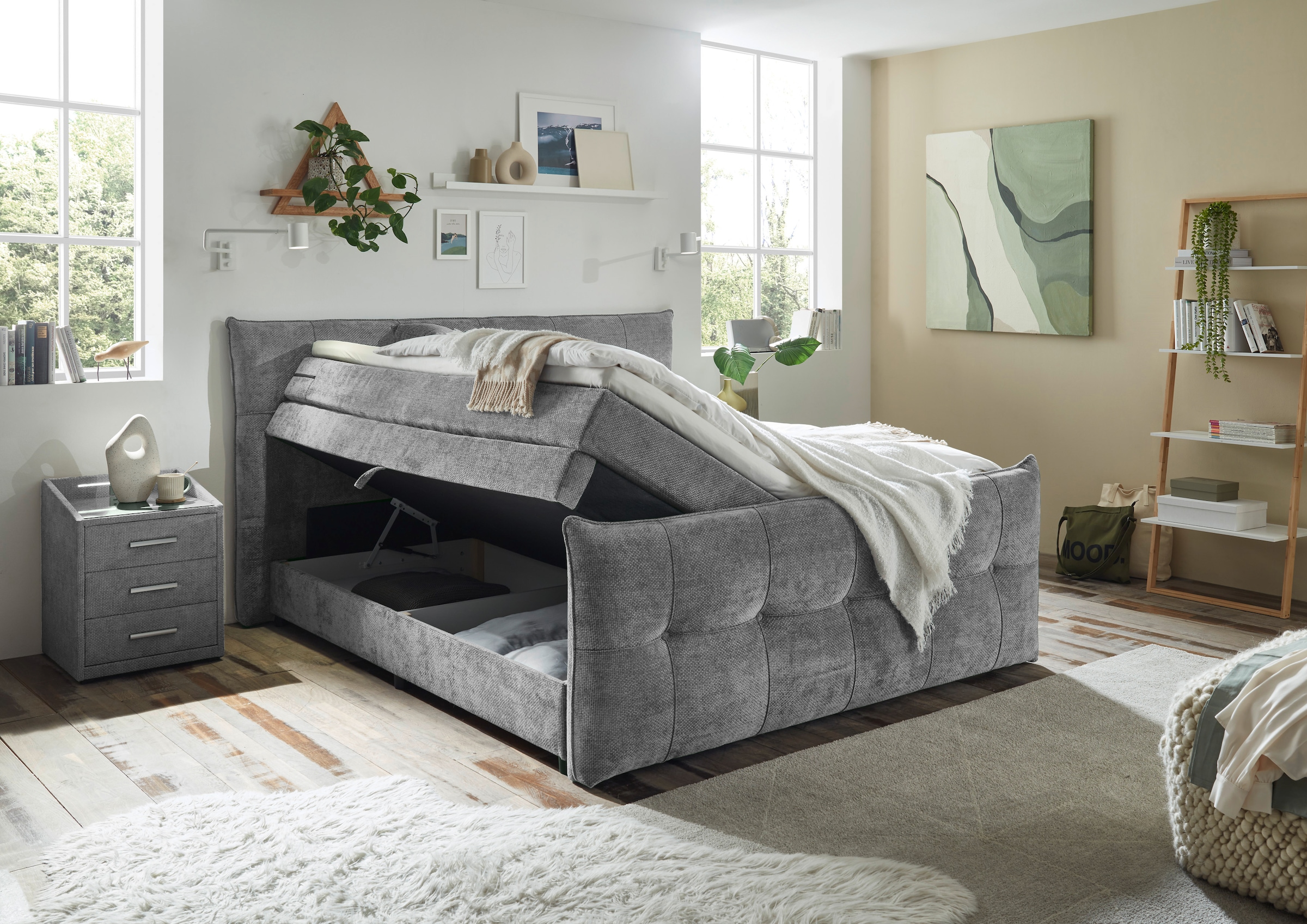 ED EXCITING DESIGN Boxspringbett »Gallina«, mit Bettkasten, inkl. Topper
