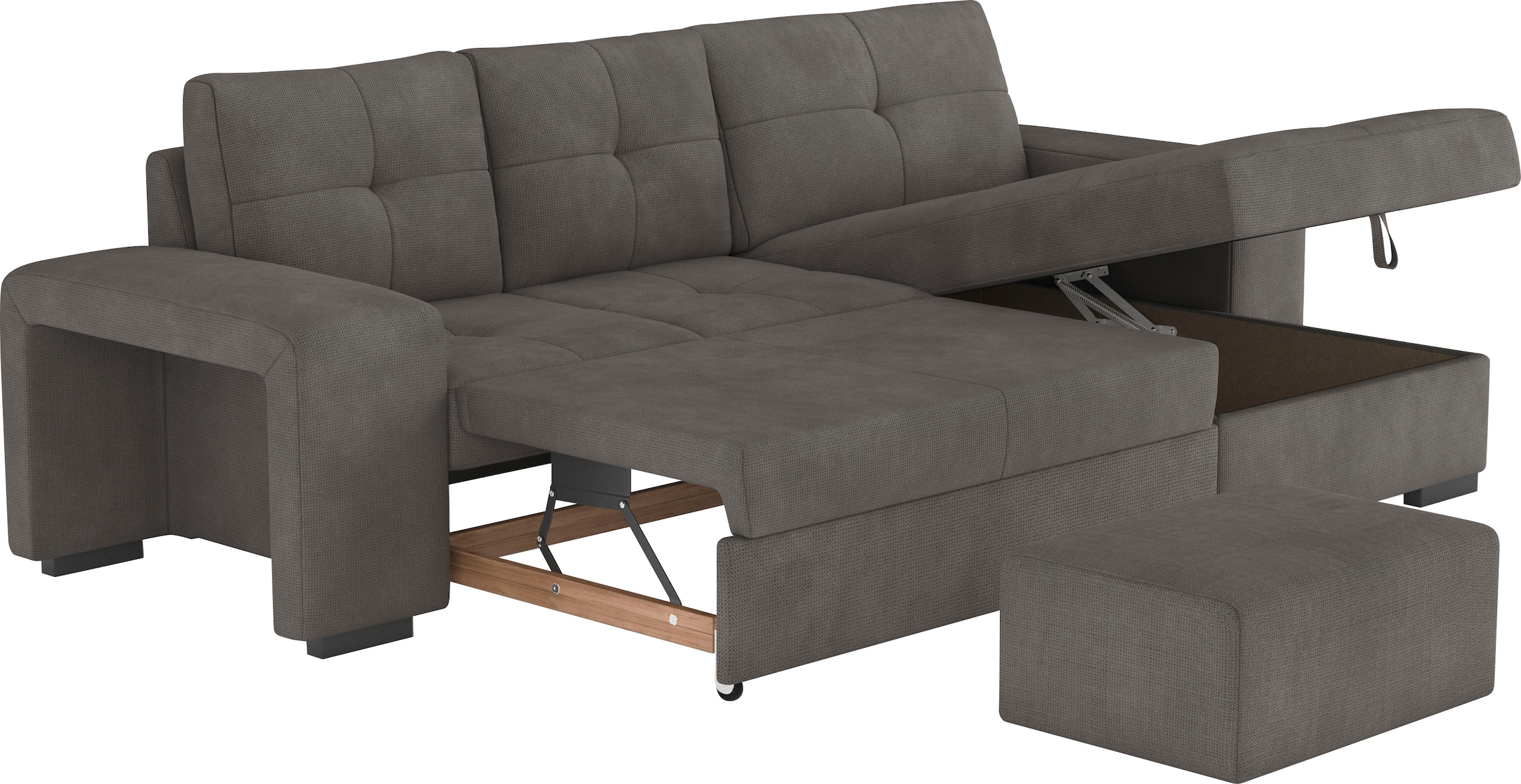 COTTA Ecksofa »Mattina L-Form«, mit Hocker, wahlweise mit Bettfunktion & Bettkasten