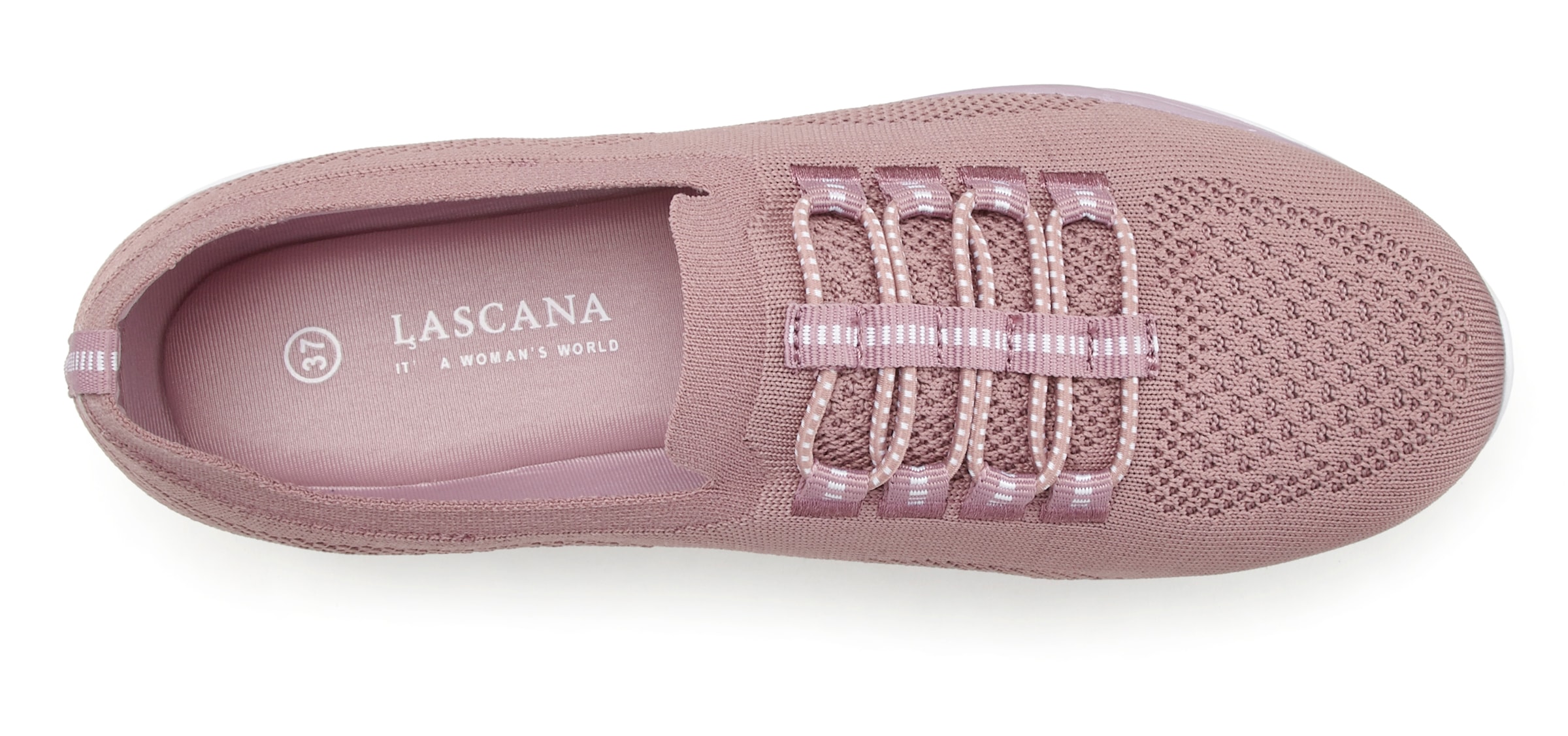 LASCANA Sneaker »Slipper, Halbschuh, leichtes Meshmaterial«, zum Reinschlüpfen mit elastischen Schnürbändern VEGAN