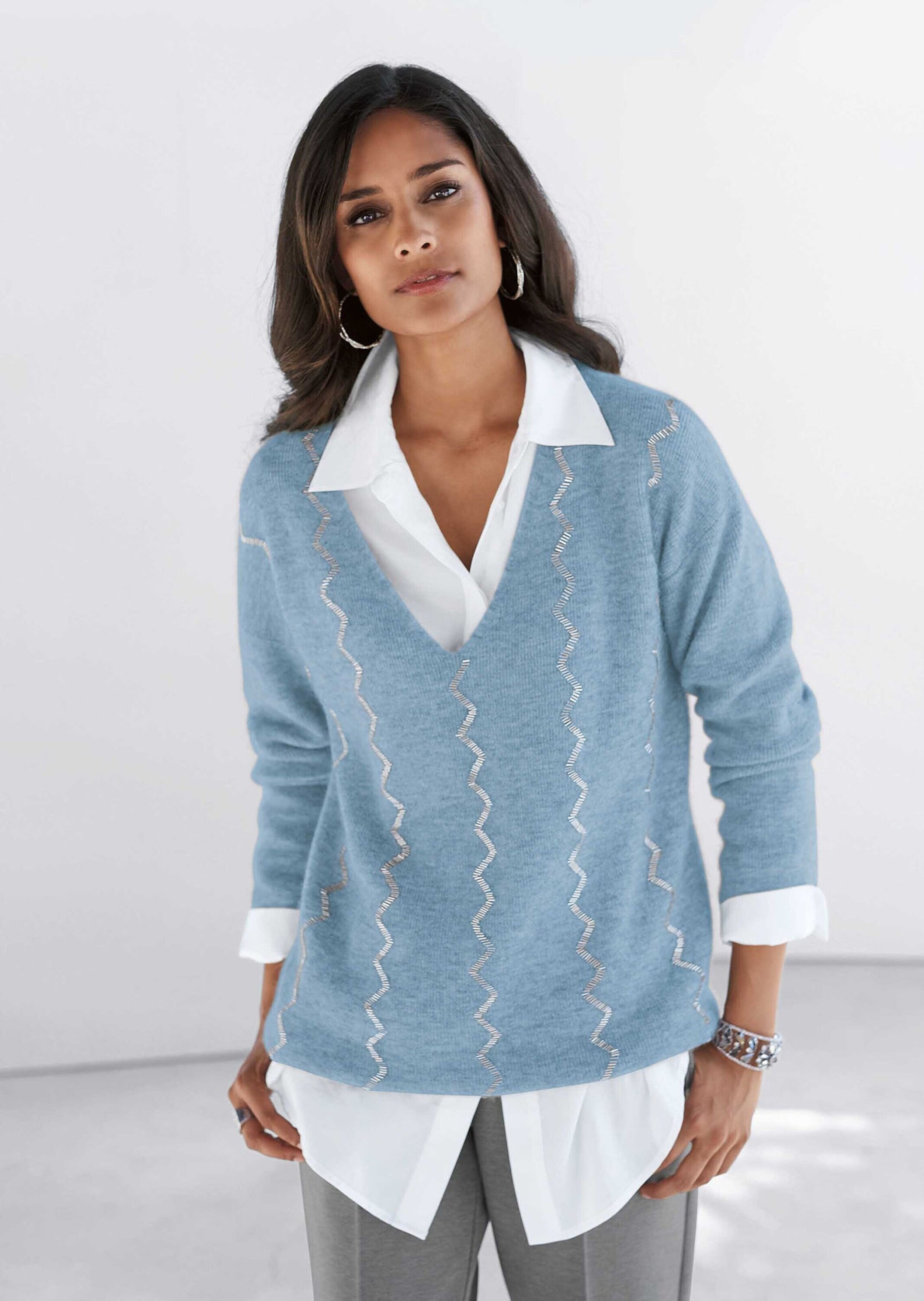 MADELEINE Longpullover »Pullover Oversize-Pullover mit aufwändiger Dekoration«