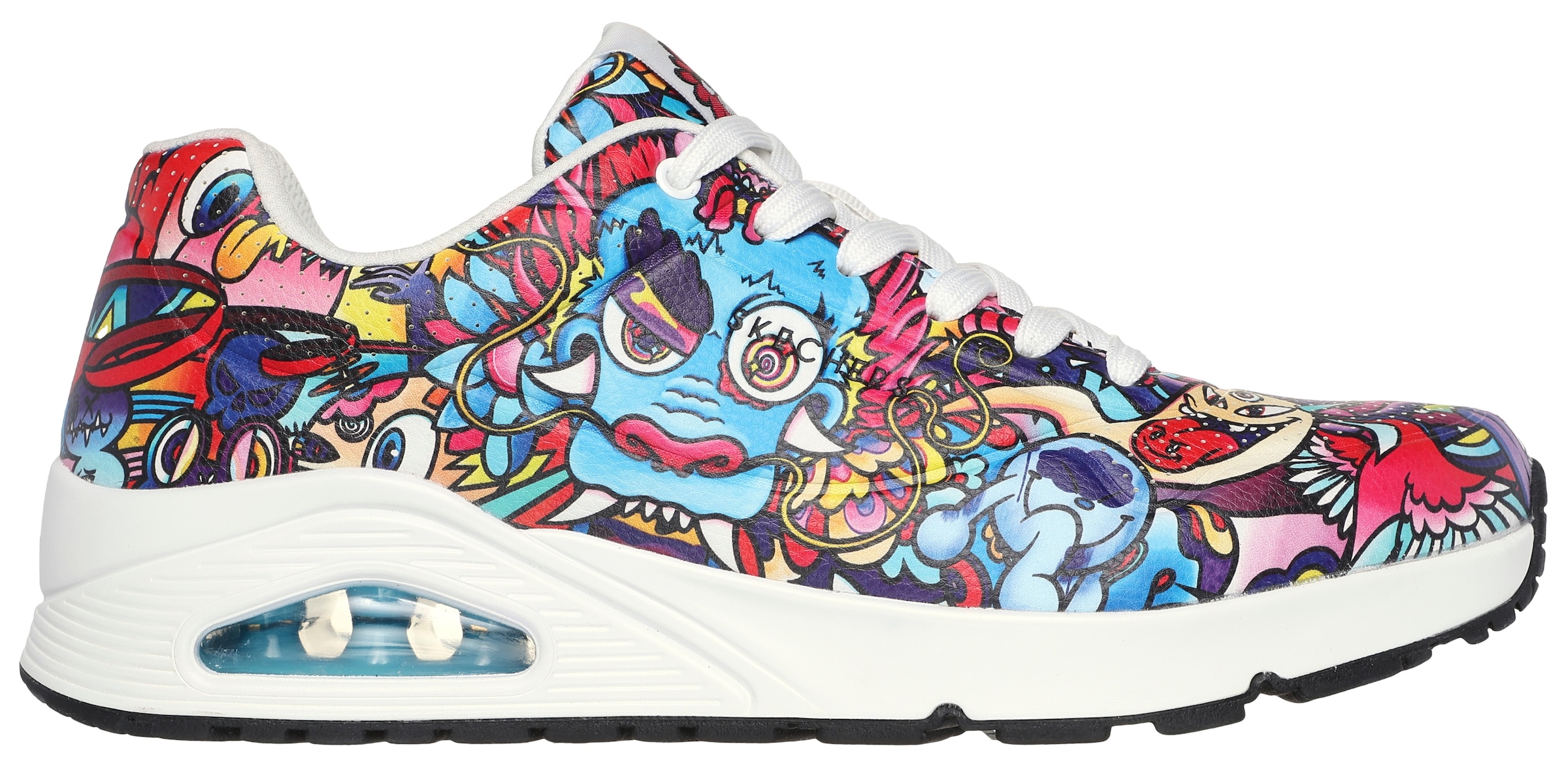 Skechers Sneaker »UNO - COLOR DOODLE«, Keilsneaker, Schnürschuh, Retro Sneaker mit einzigartigem Print