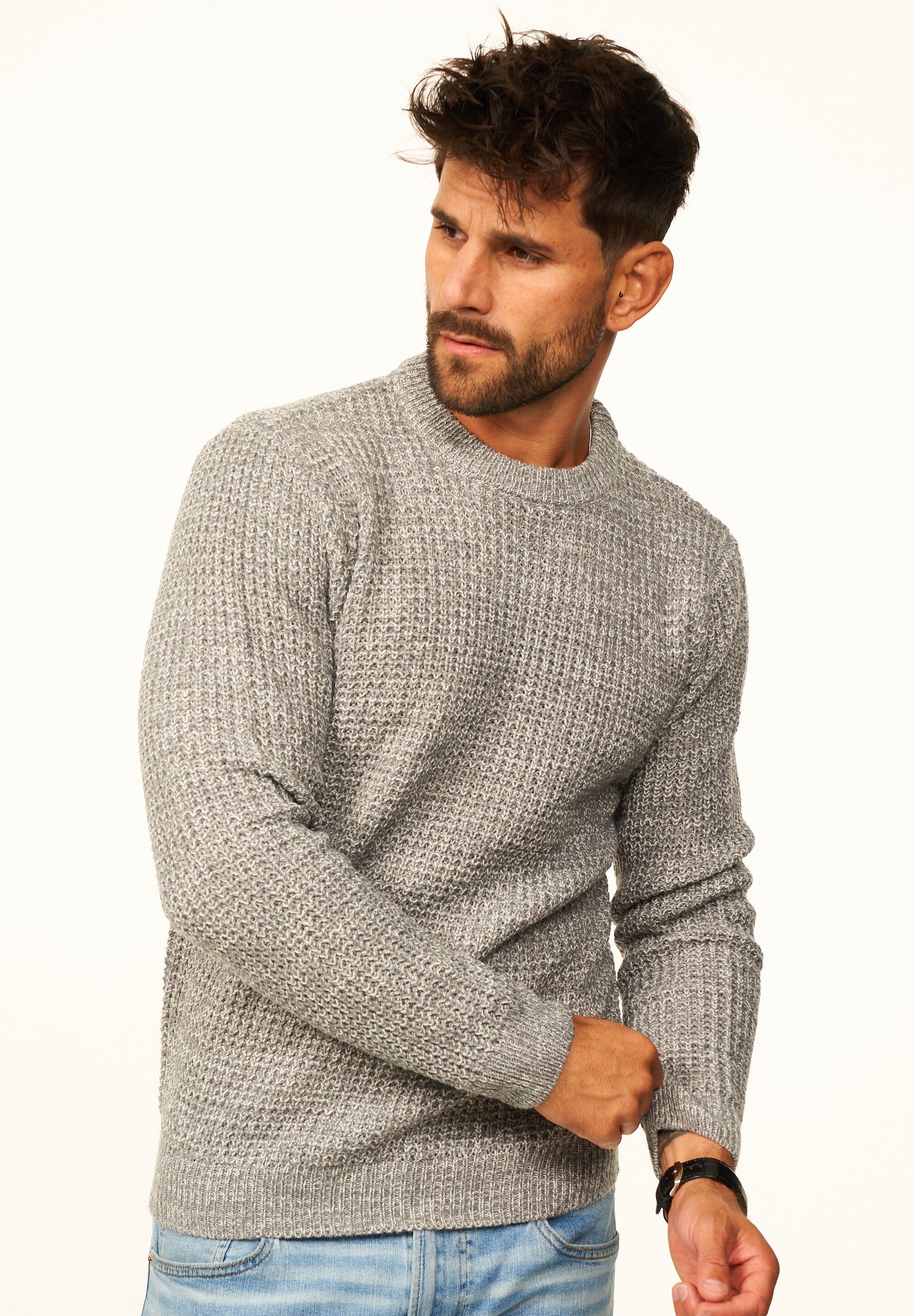 SOULSTAR Stillpullover »als Grobstrick Crew Neck Pulli für Herren« Männer Winterpullover als Rundhalspullover - Regular-Fit