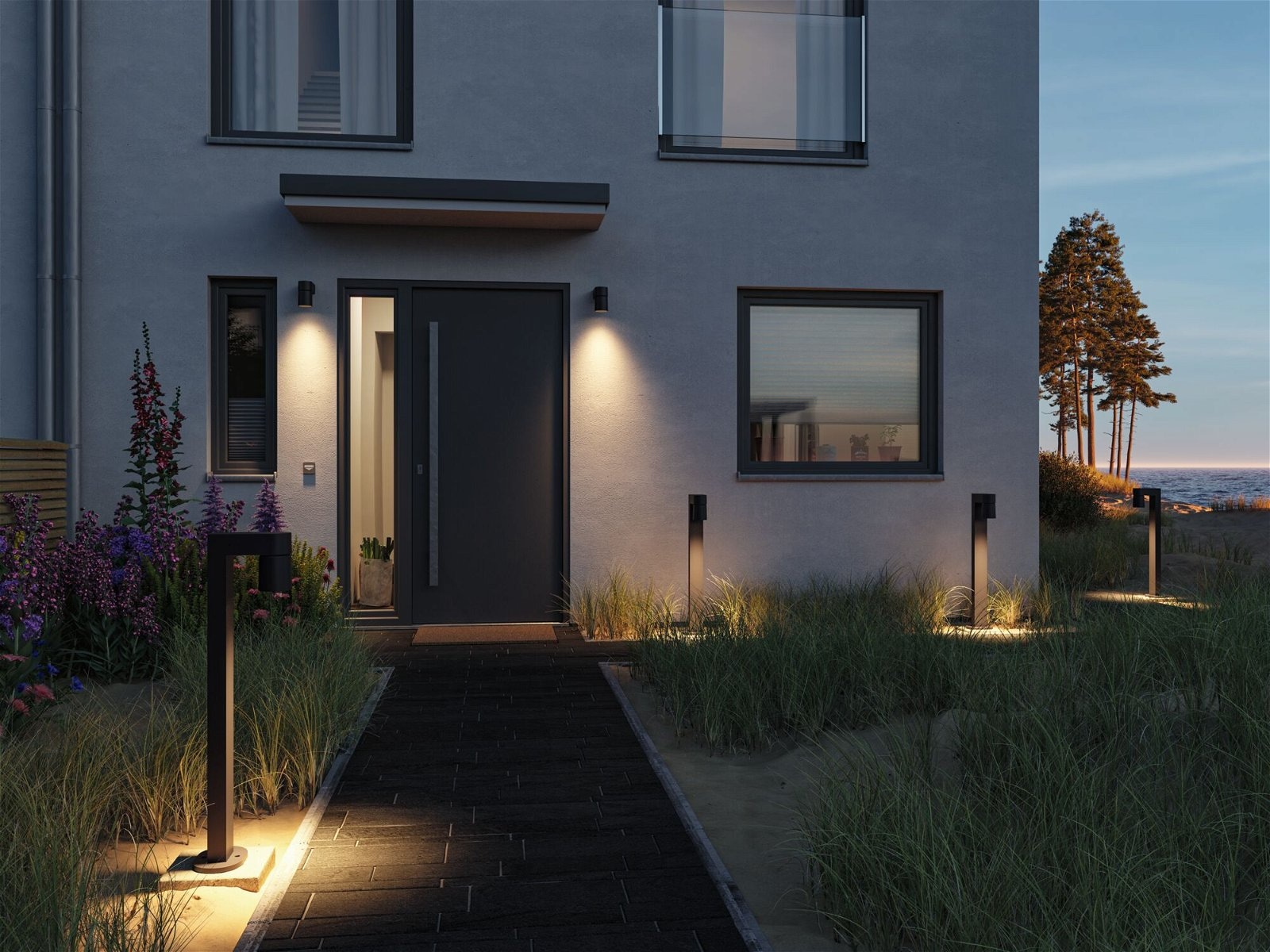 Paulmann LED Pollerleuchte »Kimu IP44 822mm 3000K 8W 500lm 230V 70° Anthrazit Aluminium«, 1 flammig