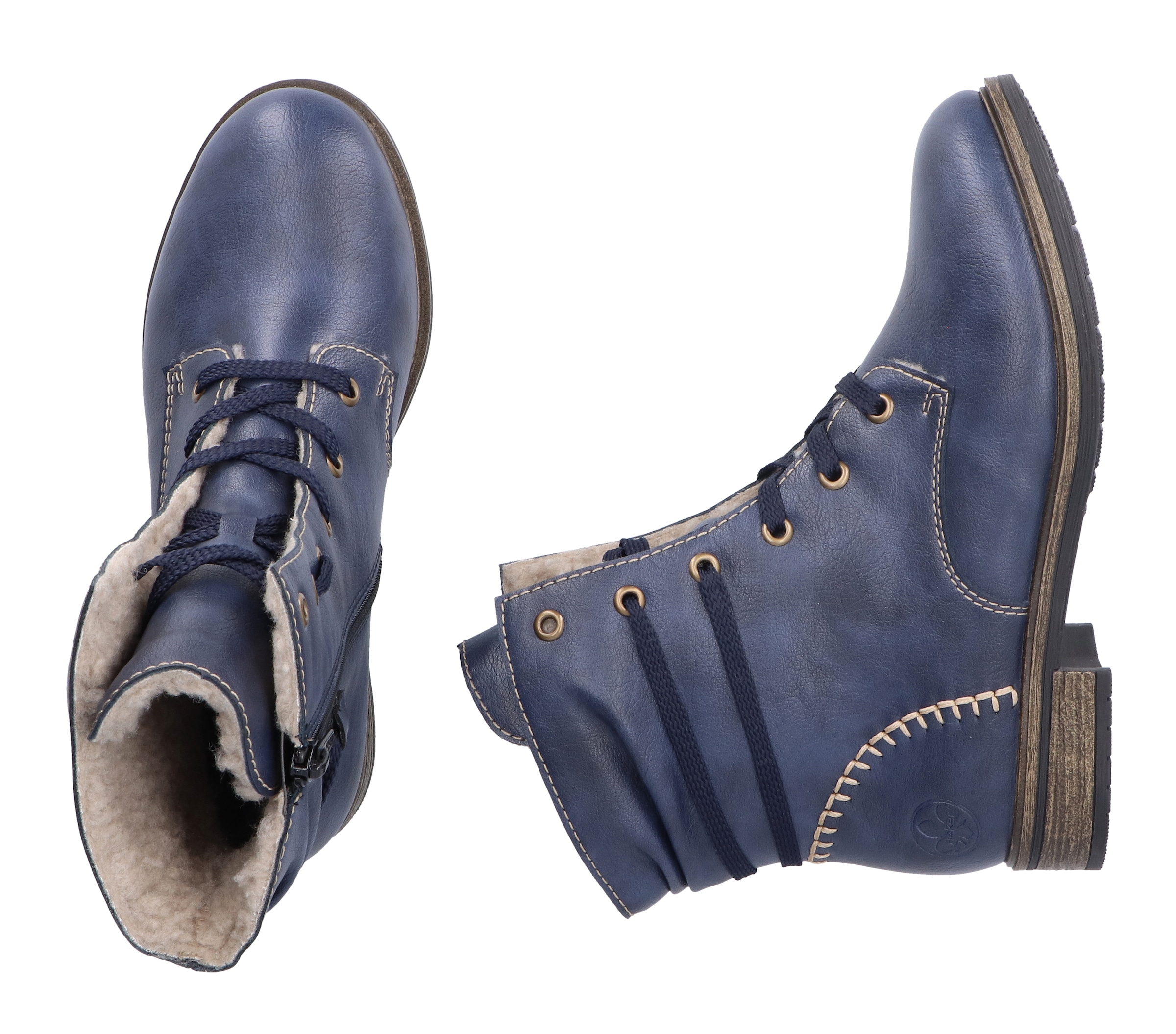 Rieker Winterstiefelette, Winterboots, Blockabsatz, schaftumspielende Schnürung