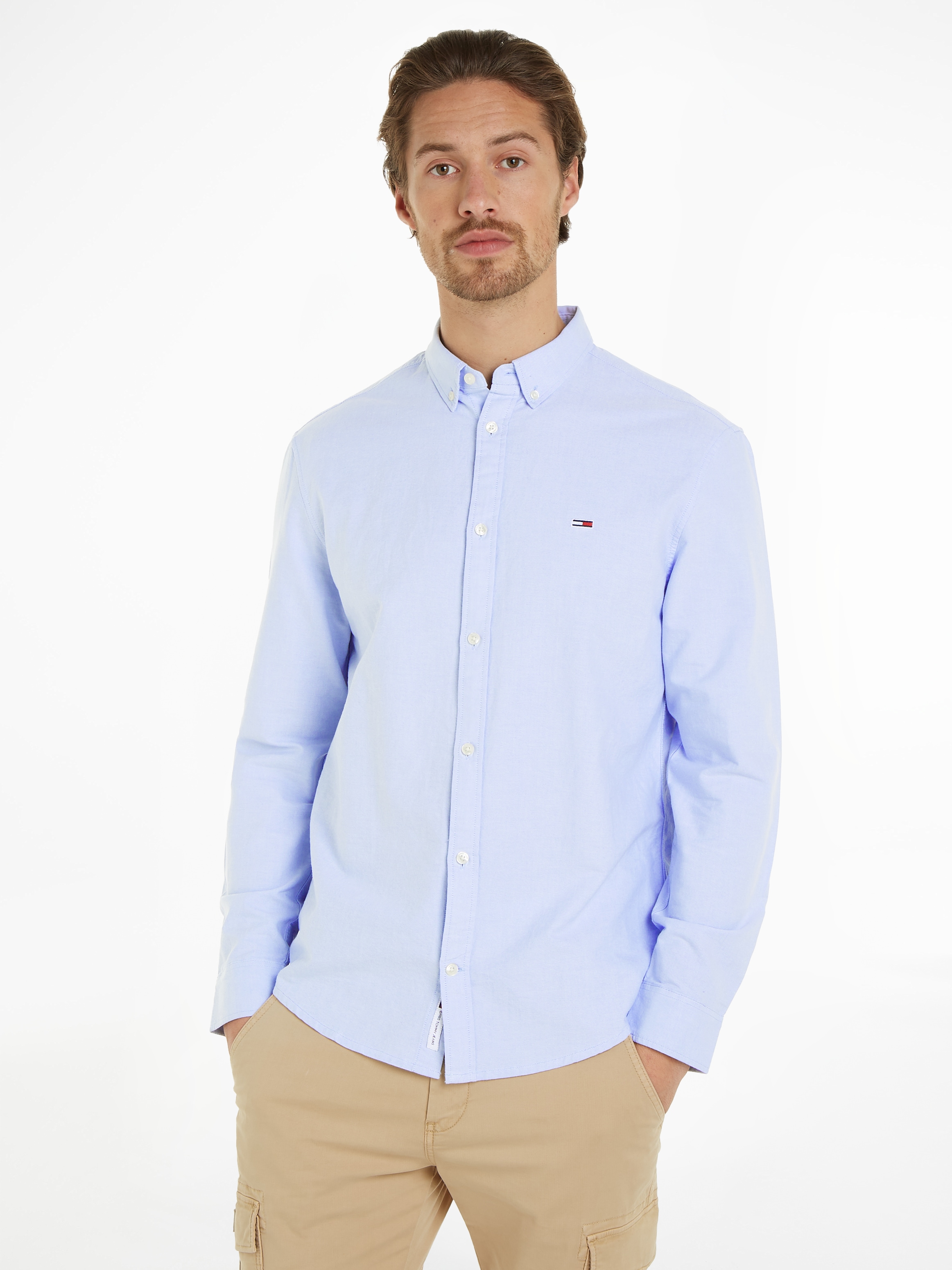 Tommy Jeans Langarmhemd »TJM ENTRY REG OXFORD SHIRT«, mit Logoprägung