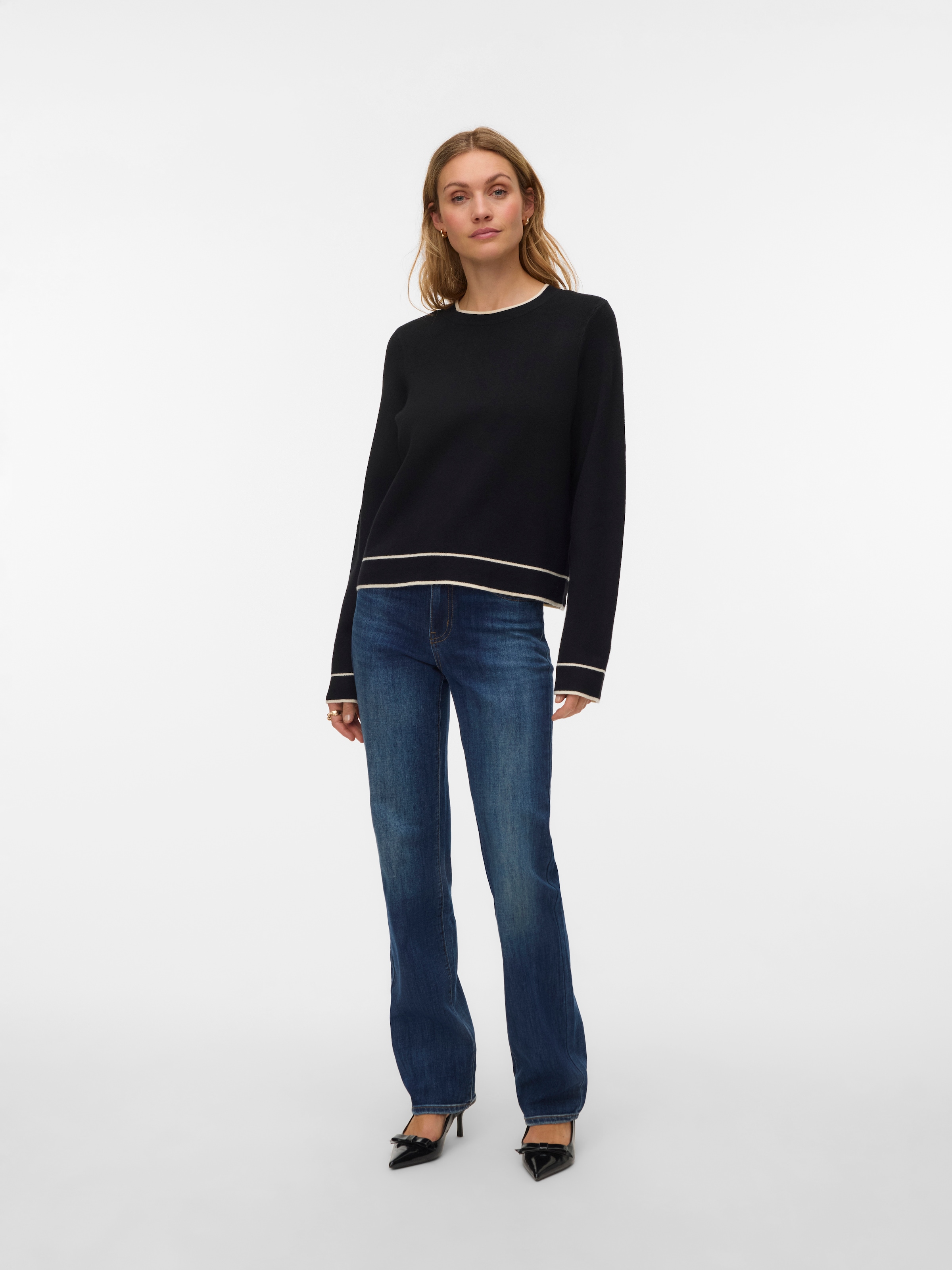Vero Moda Strickpullover »VMGOLD LS O-NECK DOUBLE CONTRAST PULL«