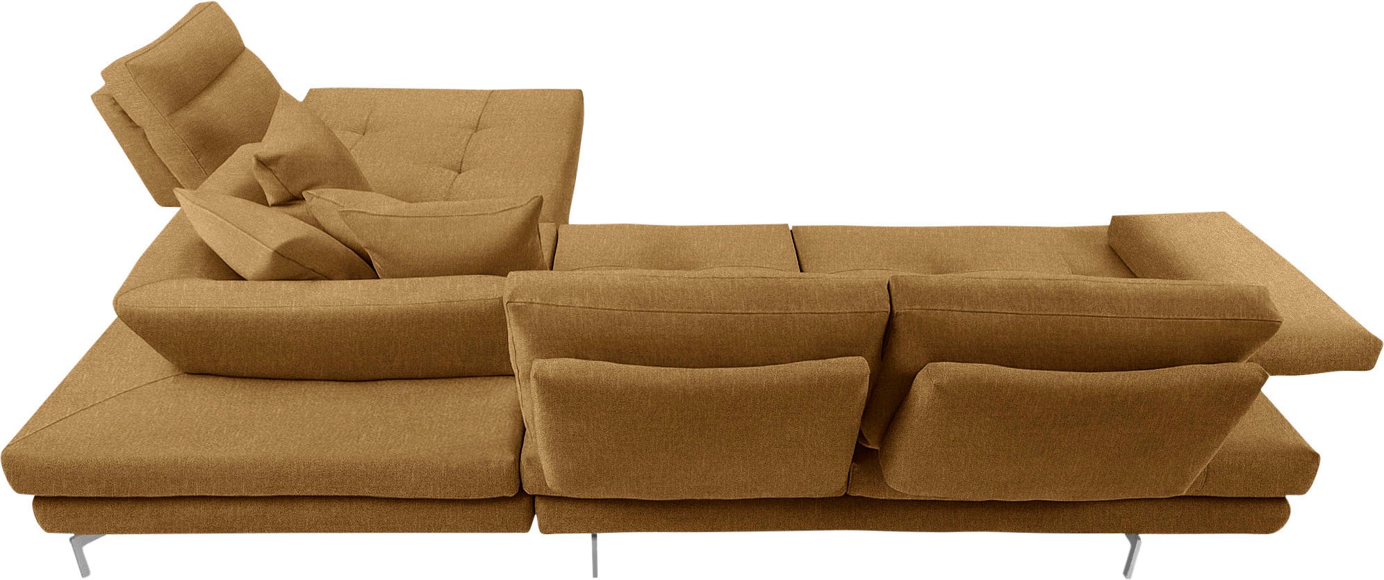 CALIA ITALIA Ecksofa »Toby Wing, L-Form, Designsofa mit sensationellem Sitzkomfort«, Sitztiefenverstell.,wahlw. mit Kissen-Set, Füße chrom glänzend