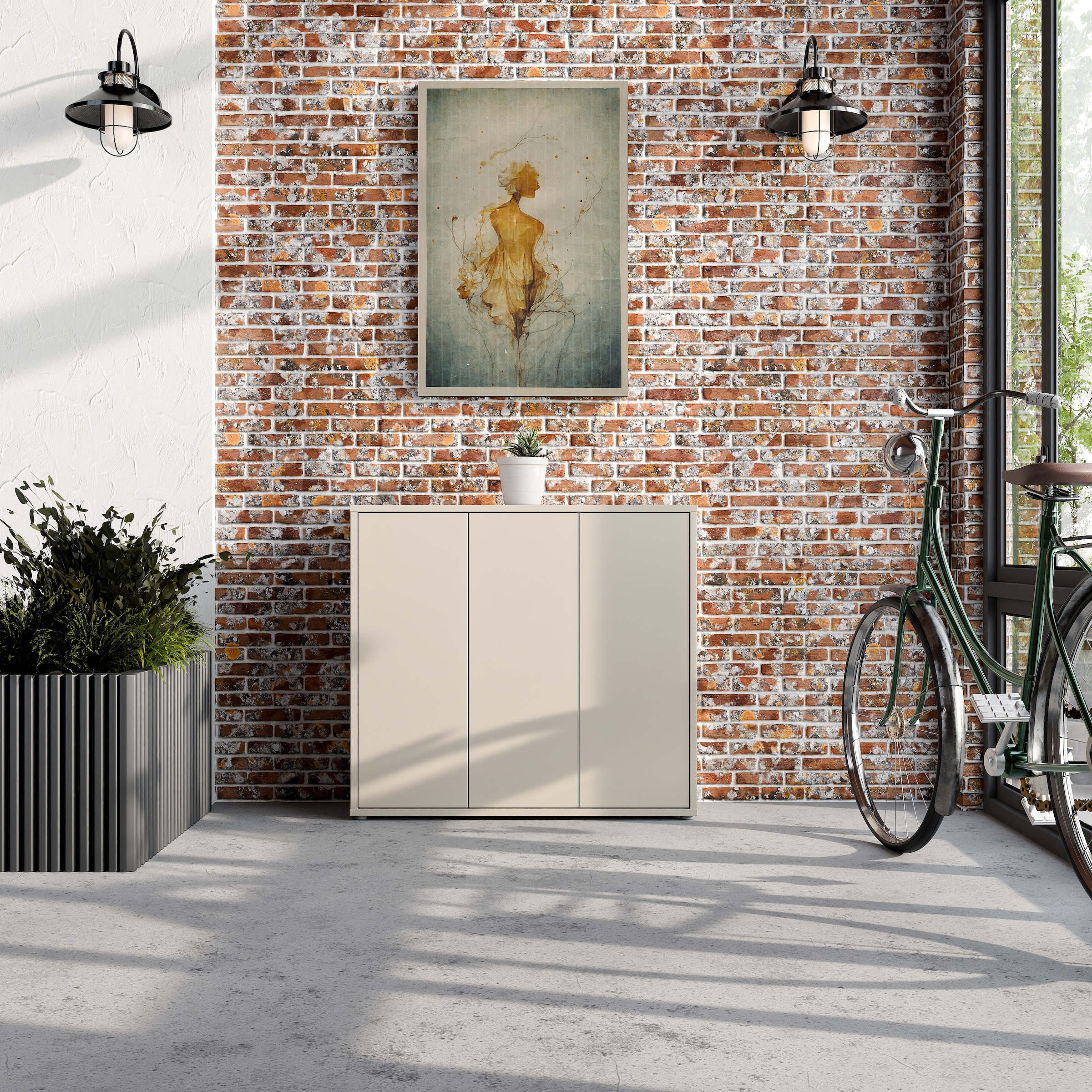 FORTE Schuhschrank »Alice Springs, Schuhschrank, Platz für 20 Paar Schuhe, 3 Türen« B/H/T 109,2/99,1/34,9 cm,  Stauraumschrank, Mehrzweckschrank, grifflose Front, Push to open