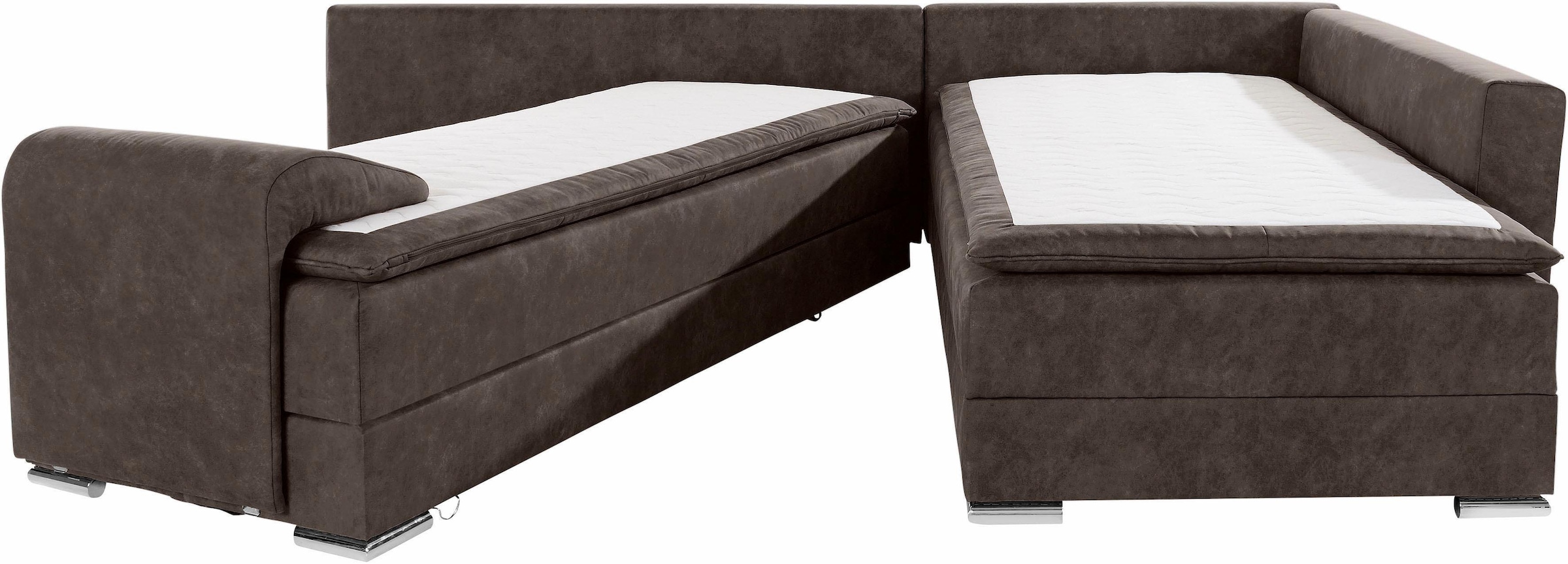 INOSIGN Ecksofa »Boxspringbett Night & Day L-Form mit Dauer-Schlaffunktion mit Armlehne«, mit Boxspring-Bettfunktion 180x200 cm und Bettkasten, Dauerschläfer!