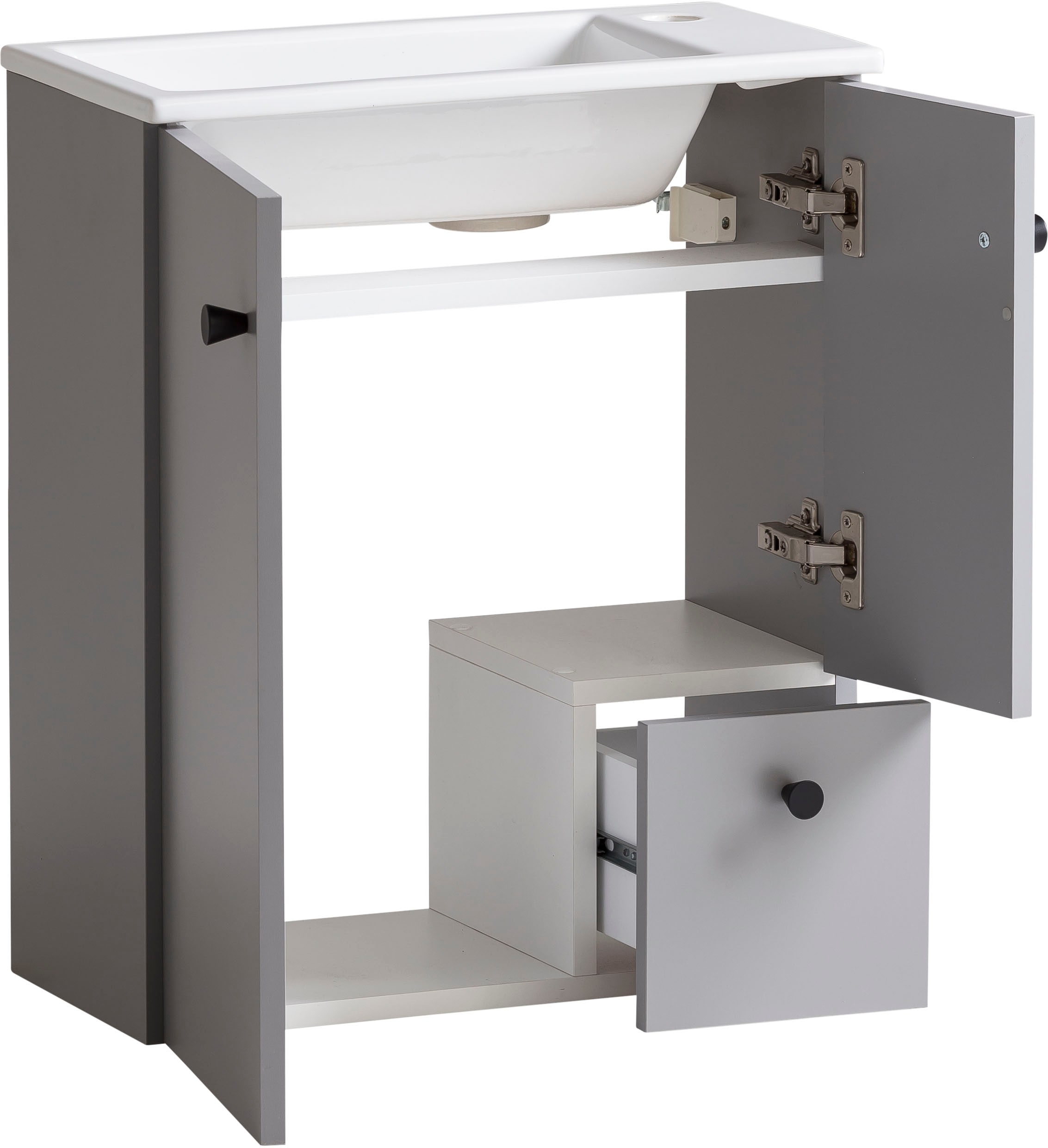 welltime Waschtisch »Balto, Breite 50 cm«, Keramikbecken, Griffe aus Metall