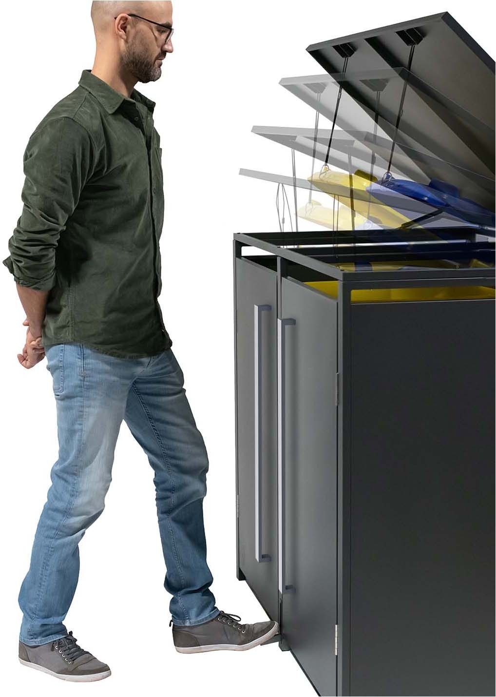 WESTMANN Mülltonnenbox »Pedura 5, 5x 240l, Anthrazit« Mit Fußpedal zum Öffnen