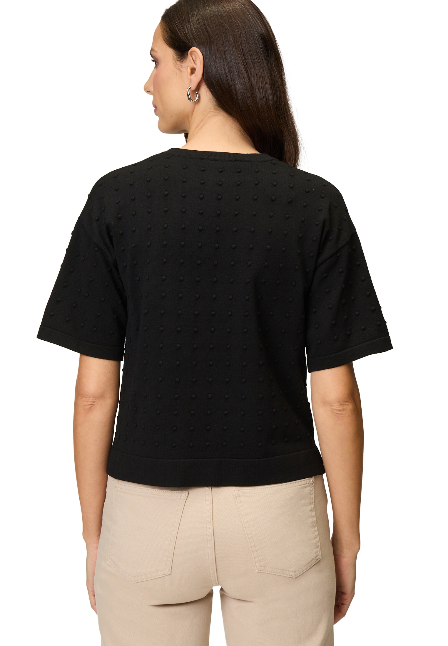 Zero Rundhalspullover »Pullover mit Punkt-Stickerei«