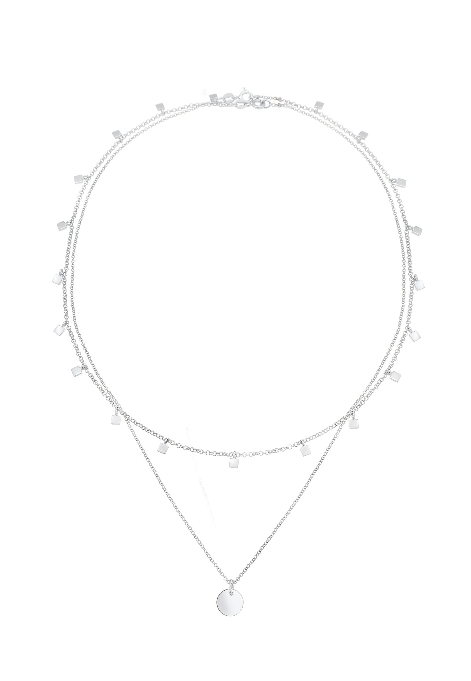 Elli Ketten-Set »Halskette Set Erbskette Plättchen Quadrat (2 tlg) 925 Silber«