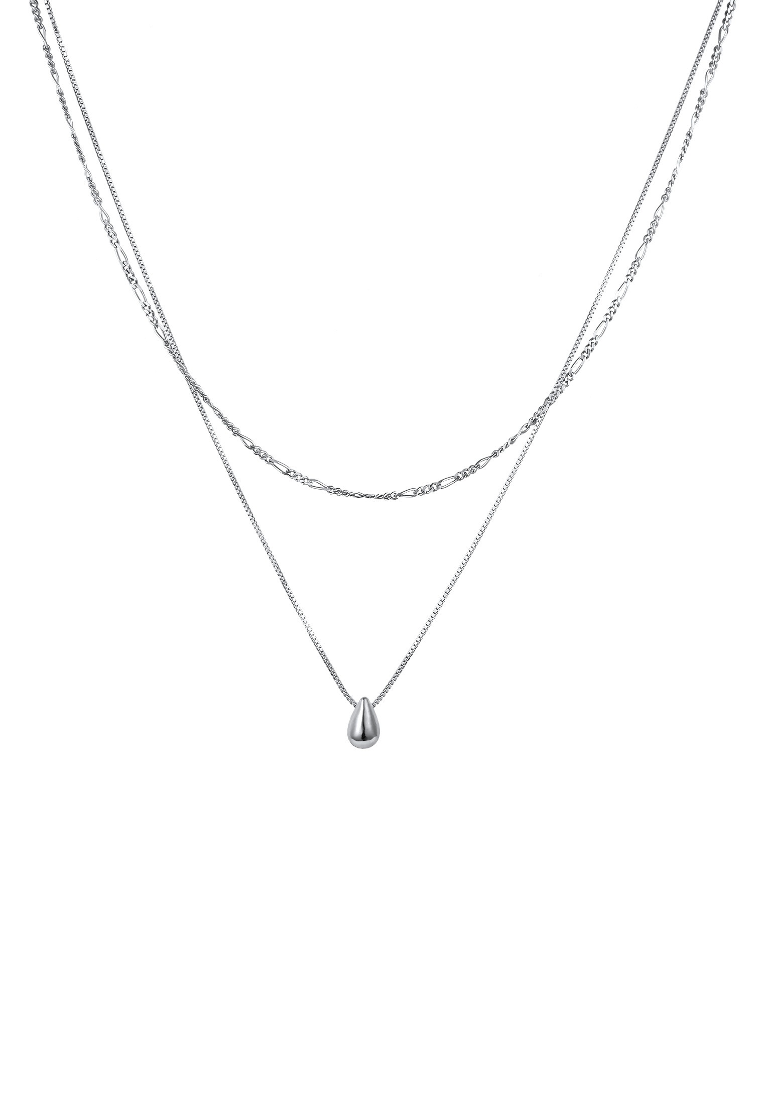 Elli Silberkette »Halskette Layer Tropfen 2-lagig 925 Sterling Silber«