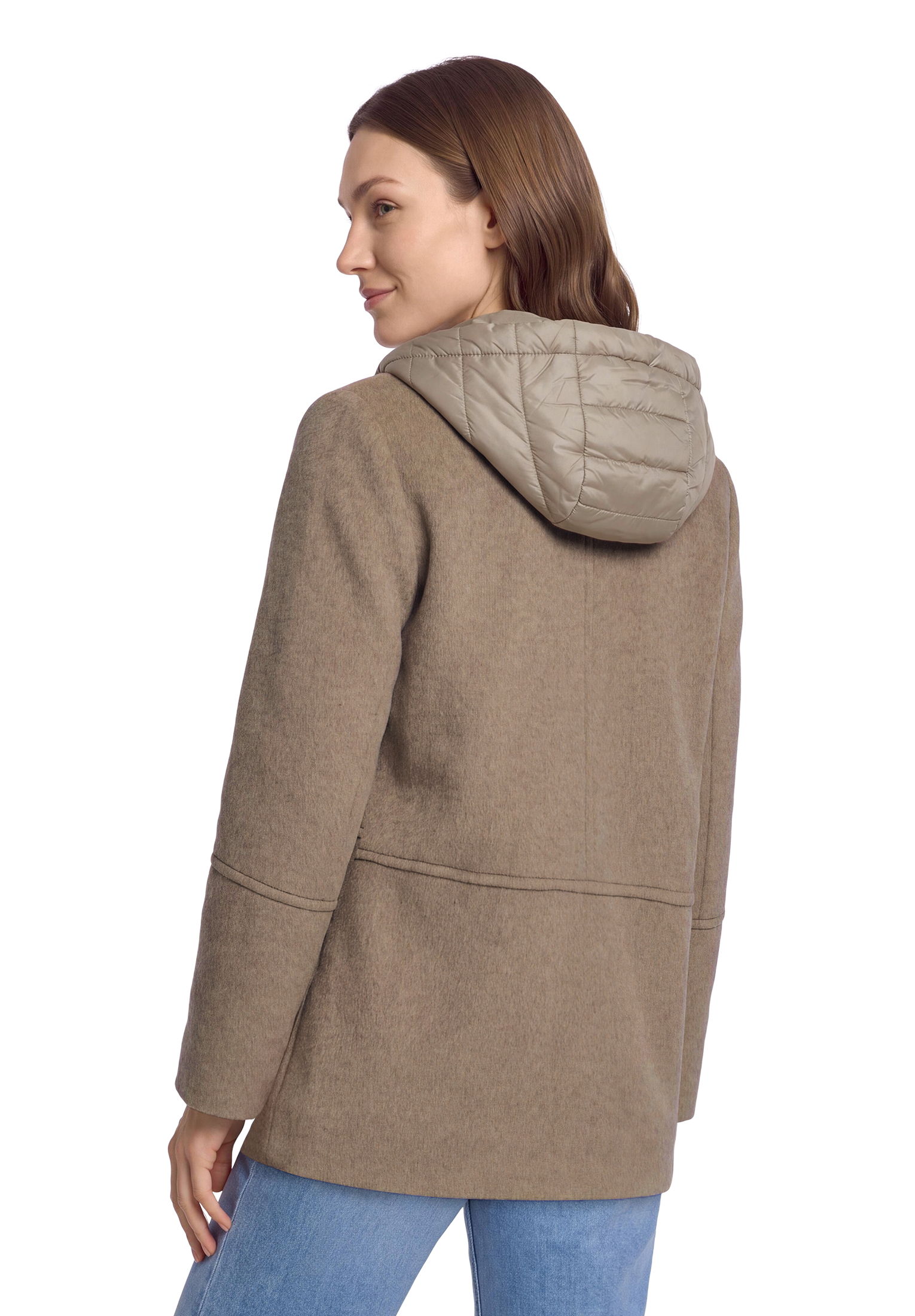 Gil Bret Wolljacke mit Kapuze mit Reverskragen und Steppkapuze