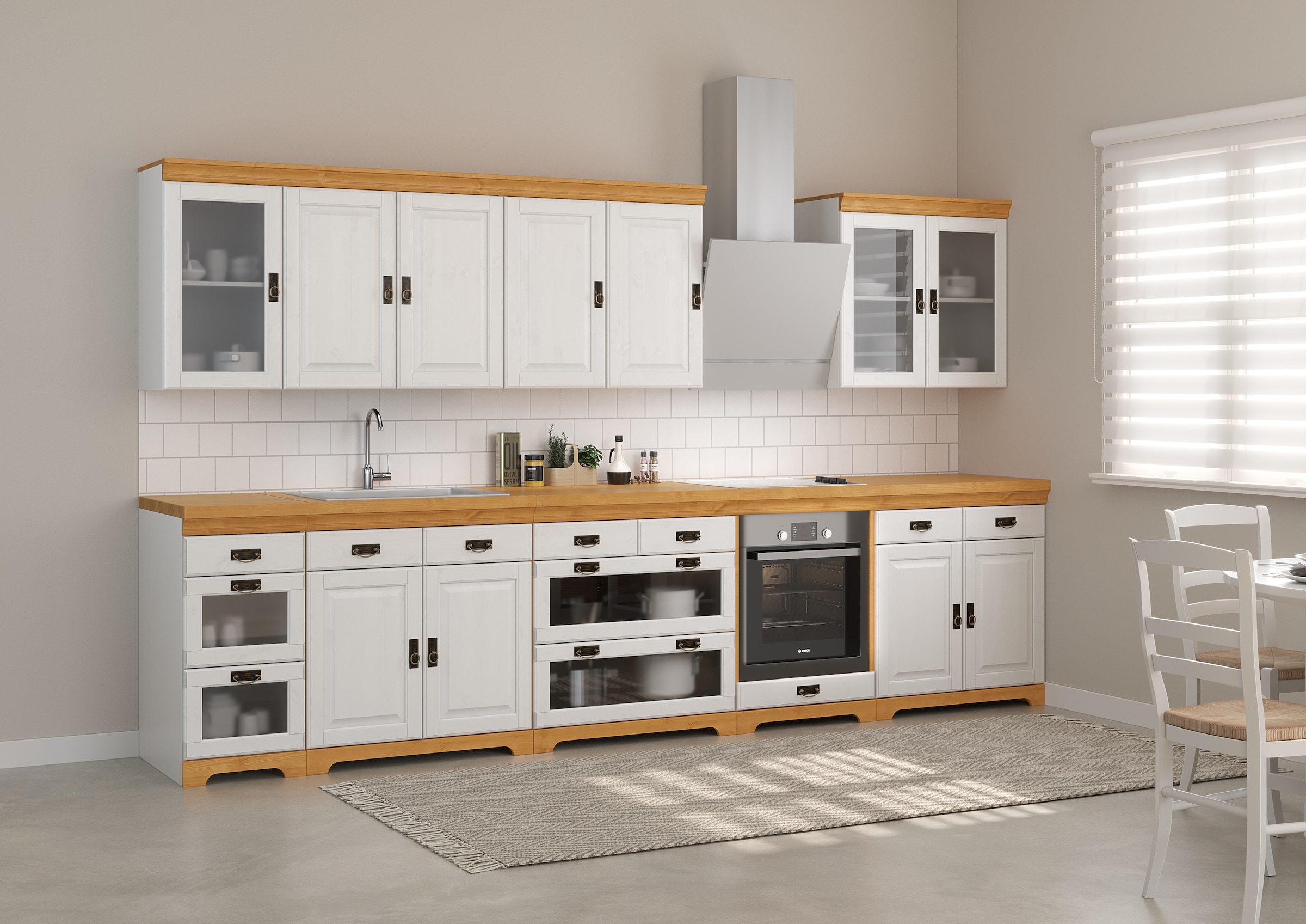 Home affaire Hängeschrank »Rügen«, Breite 80 cm, FSC® zertifiziertes Massivholz, Türen mit Glaseinsatz