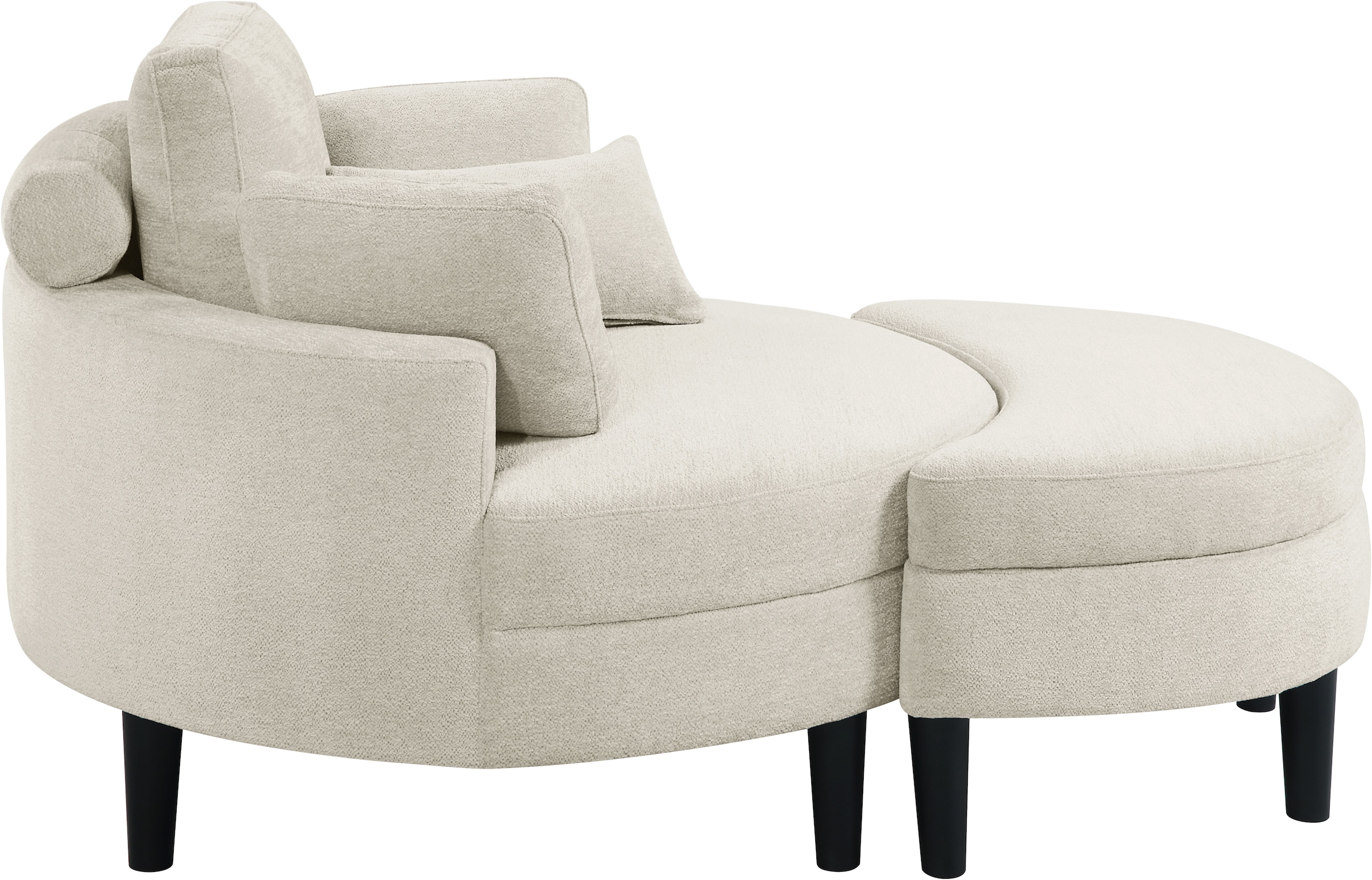 ATLANTIC home collection Loveseat »Ravi, B: 114 cm«, XXL- Sessel, mit Stauraumhocker, Rückenstütze & 4 Zierkissen