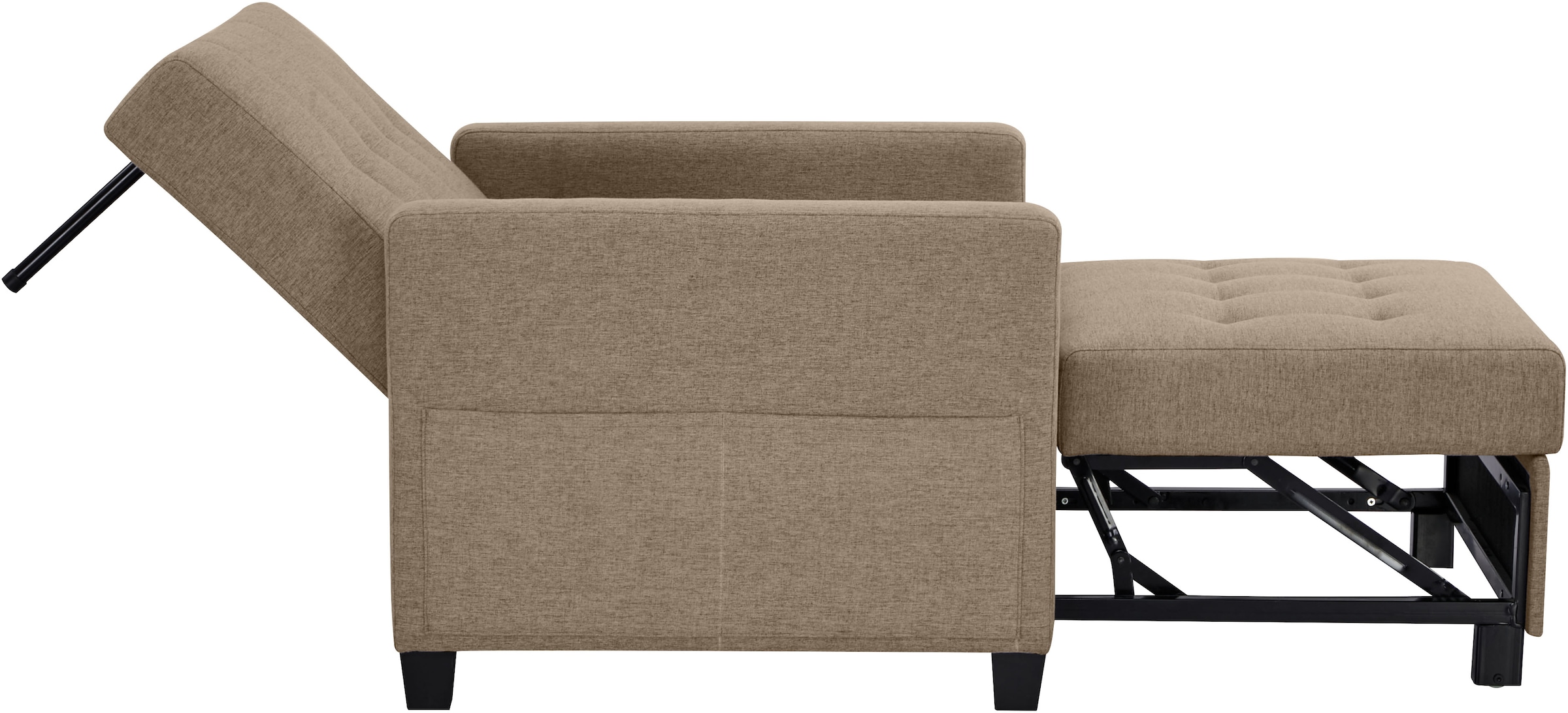 OTTO home Sessel »TYLLI, 91 cm, wandelbar zum Gästebett, Schlafliege, klappbar« verstellbarer Rückenlehne, Klappmechanismus, Webstoff