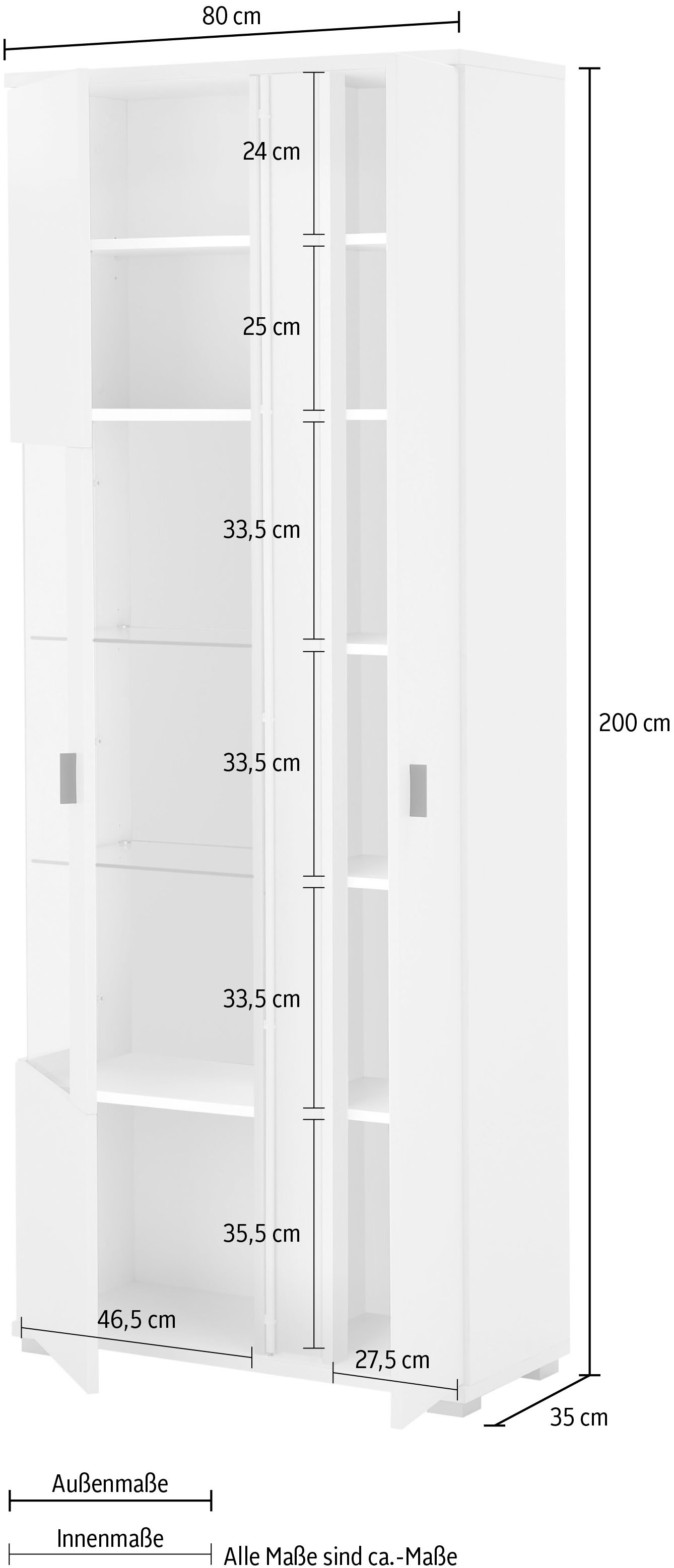 INOSIGN Vitrine »LONG ISLAND, Stauraumvitrine«, (1 St.), in moderner Trendfarbe,inklusive senkrechter Beleuchtung,Breite 80 cm