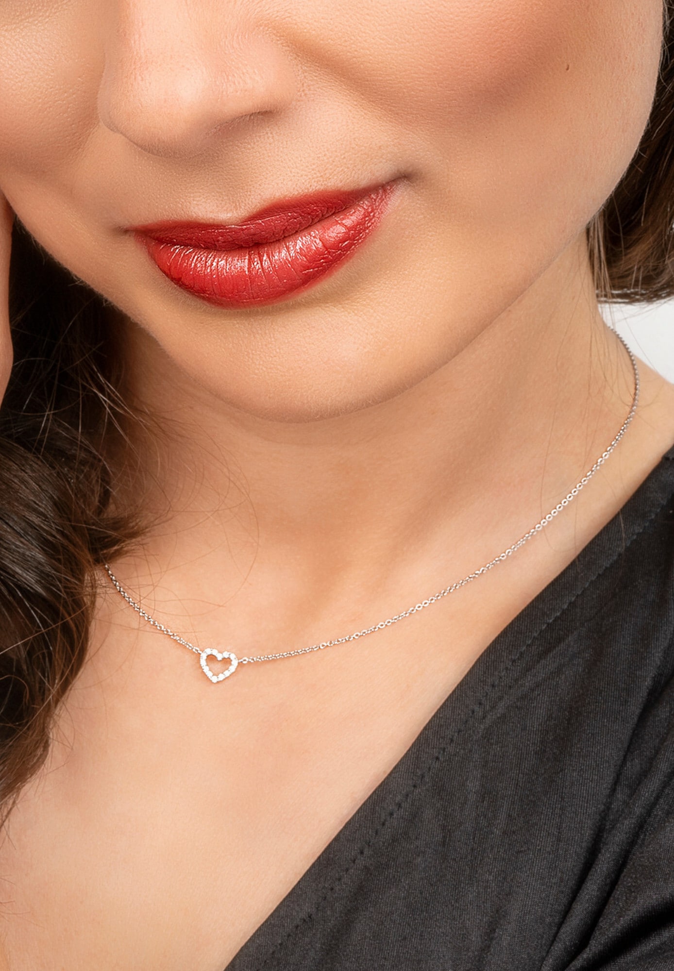 ONE ELEMENT Silberkette »Zirkonia Herz Halskette aus 925 Silber   45 cm«