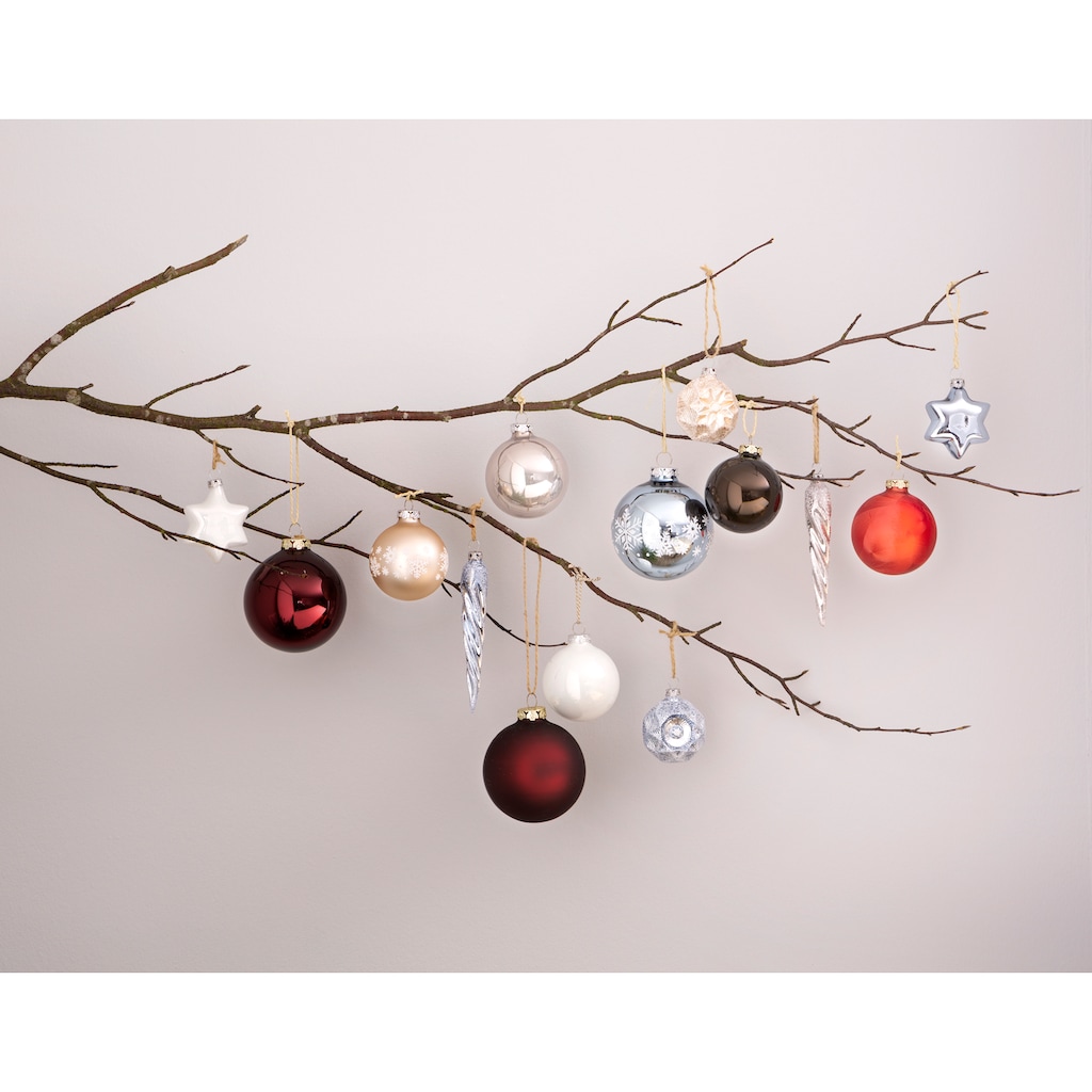 Thüringer Glasdesign Weihnachtsbaumkugel »Shiraz, Weihnachtsdeko, Christbaumschmuck aus Glas«, (Set, 18 St.)