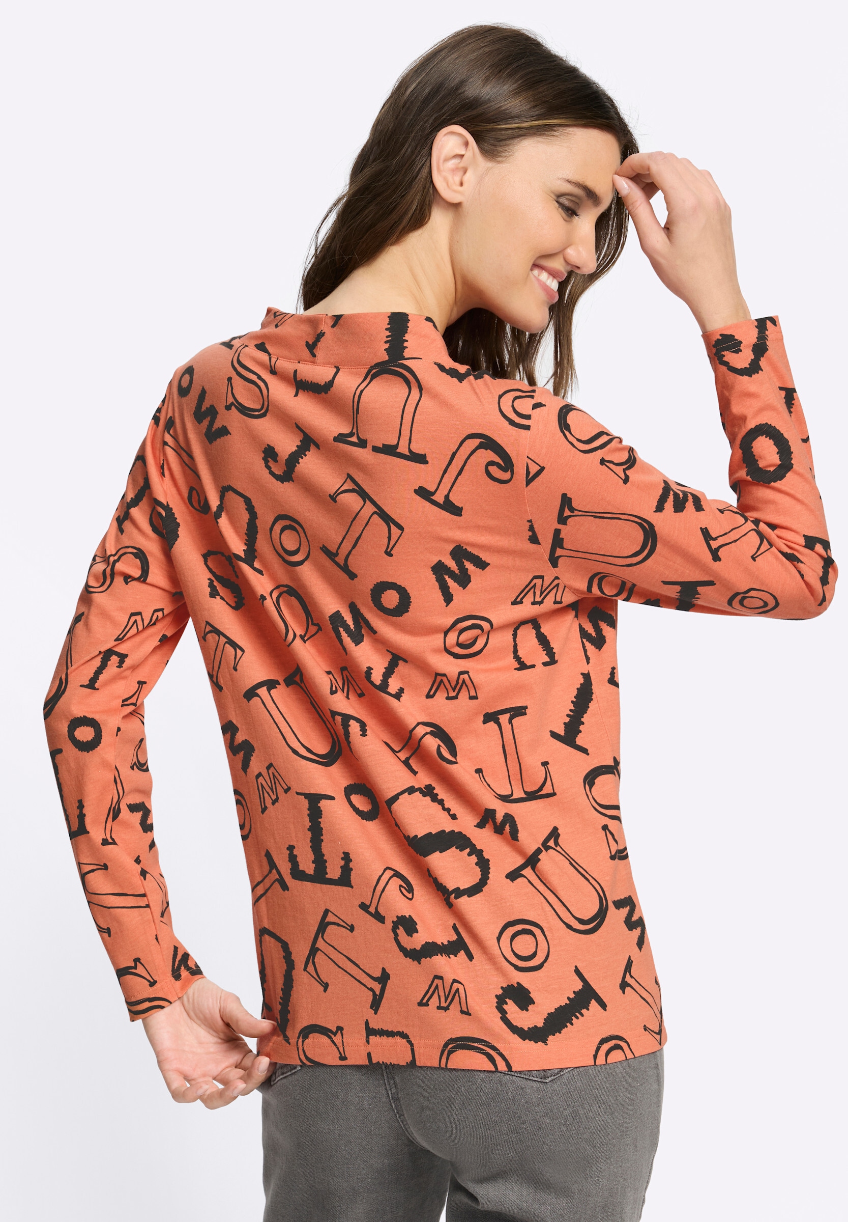 Sieh an! T-Shirt »Stehkragen-Shirt Stehkragenshirt mit Lettering-Print«