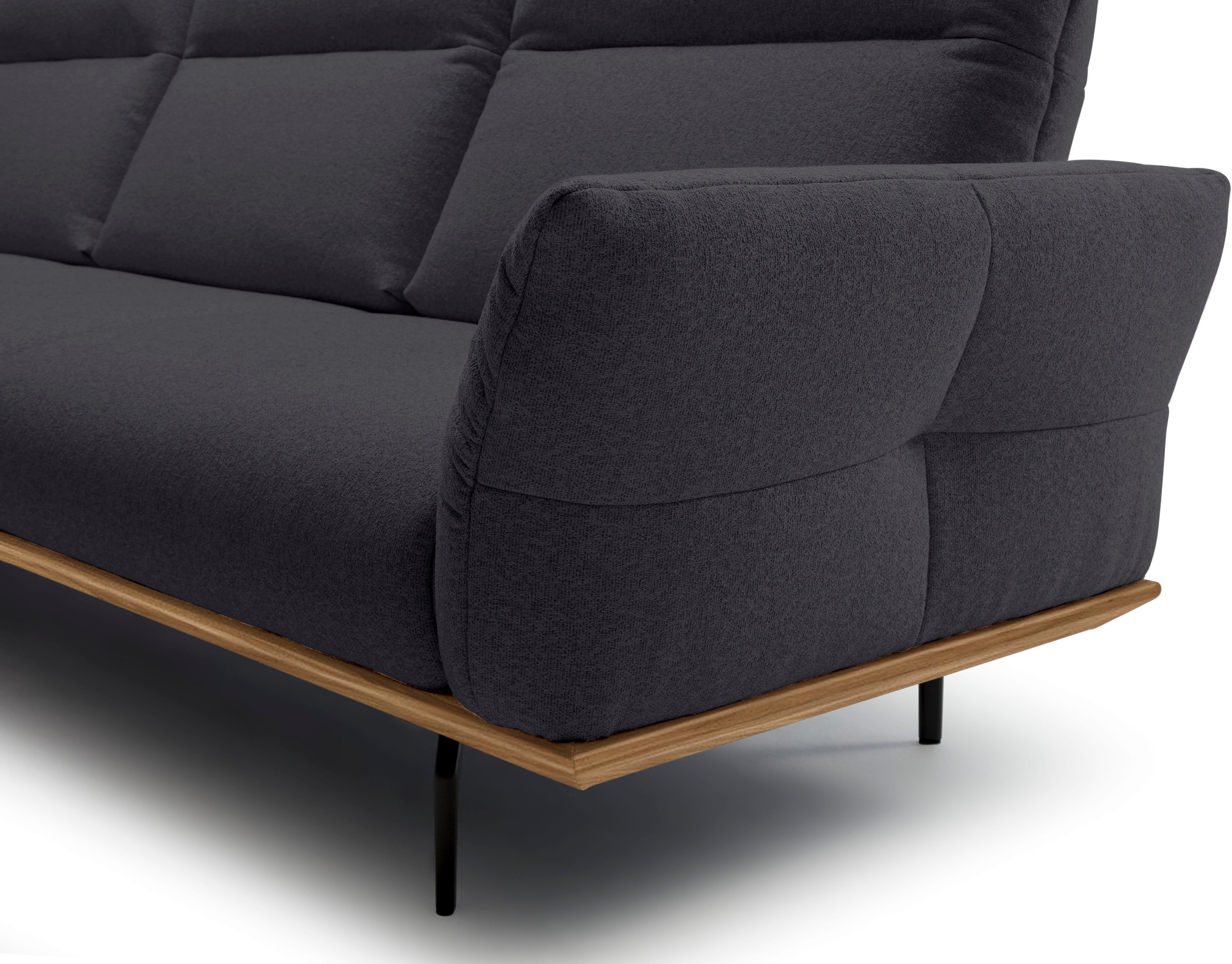 Creation BY ROLF BENZ Ecksofa »CR.460«, Sockel in Nussbaum, Winkelfüße in Umbragrau, Breite 298 cm