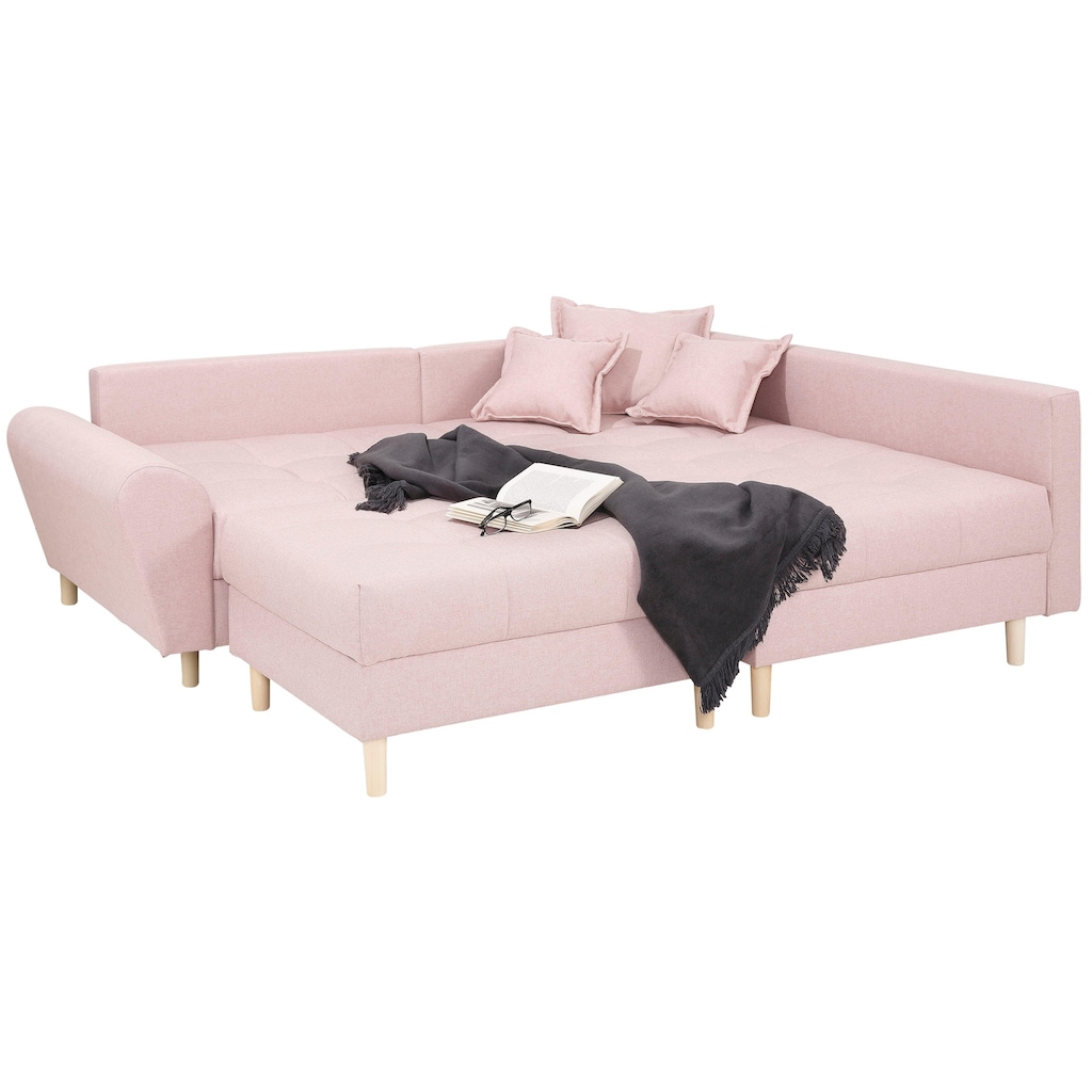 Home affaire Ecksofa »Rice«, (Set, mit Hocker)