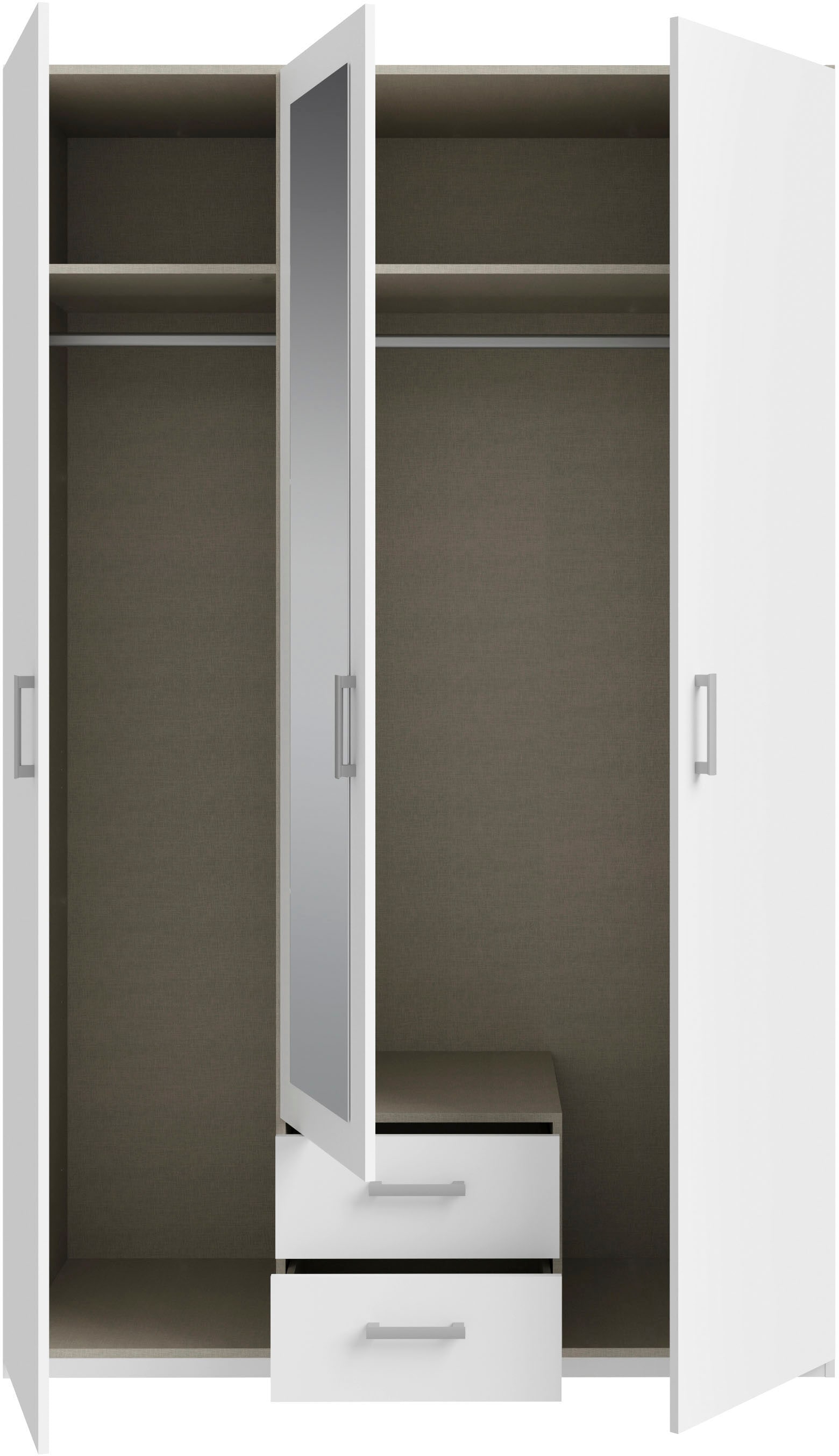 FORTE Drehtürenschrank, Drehtürenschrank, Spiegel, Stauraum, 2 Schubladen
